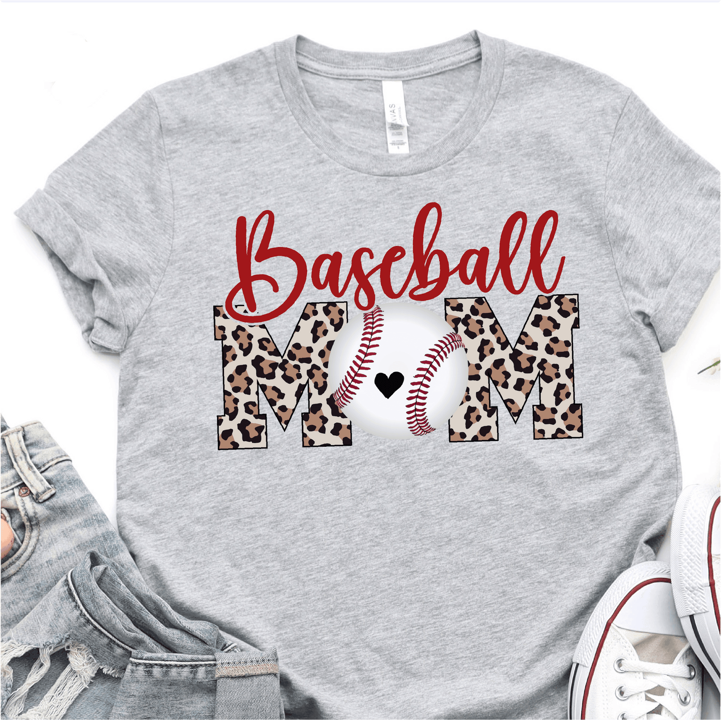 Red Baseball Mom Leopard - Baseball DTF Transfer Nashville Design House