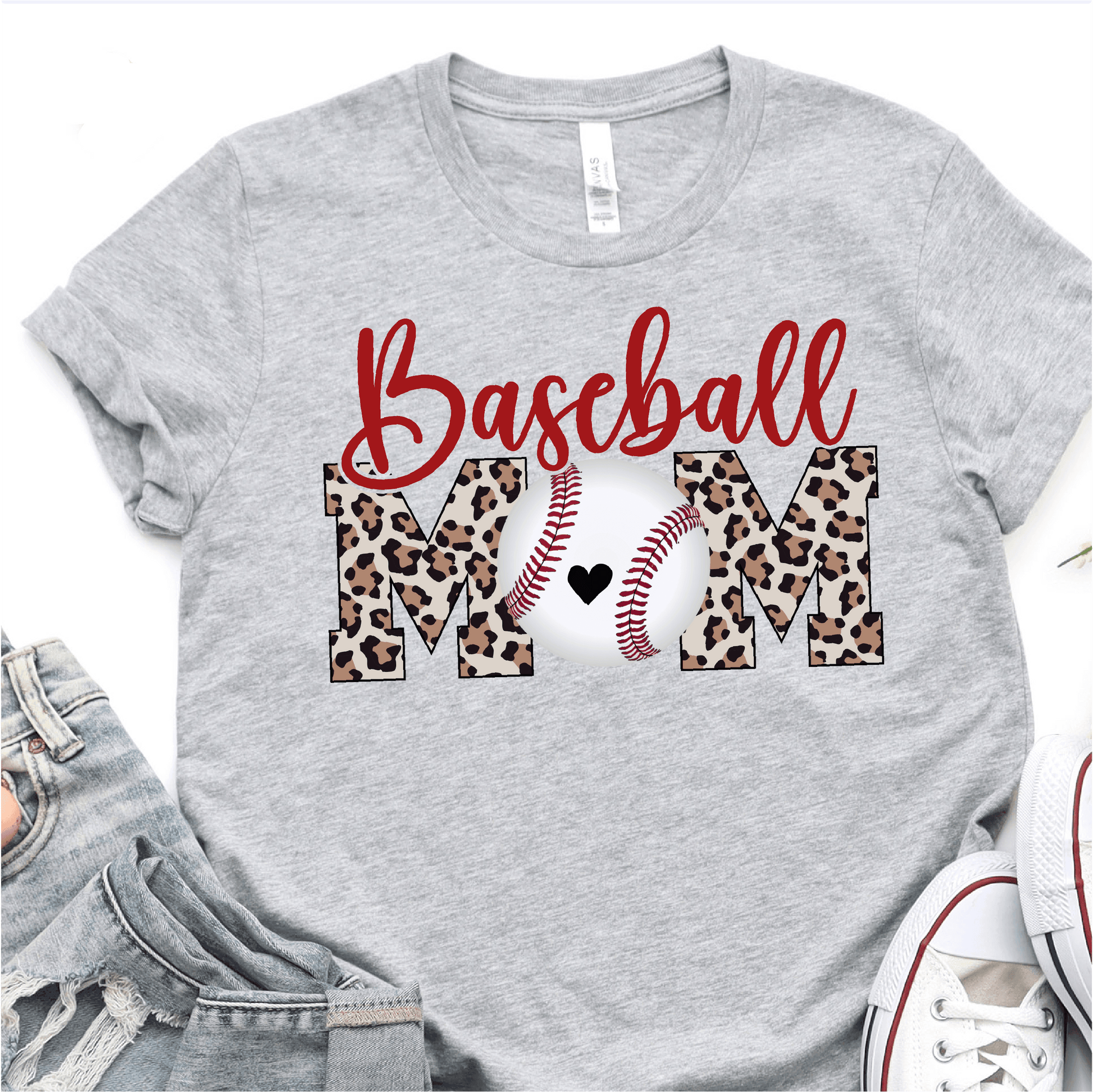 Red Baseball Mom Leopard - Baseball DTF Transfer Nashville Design House