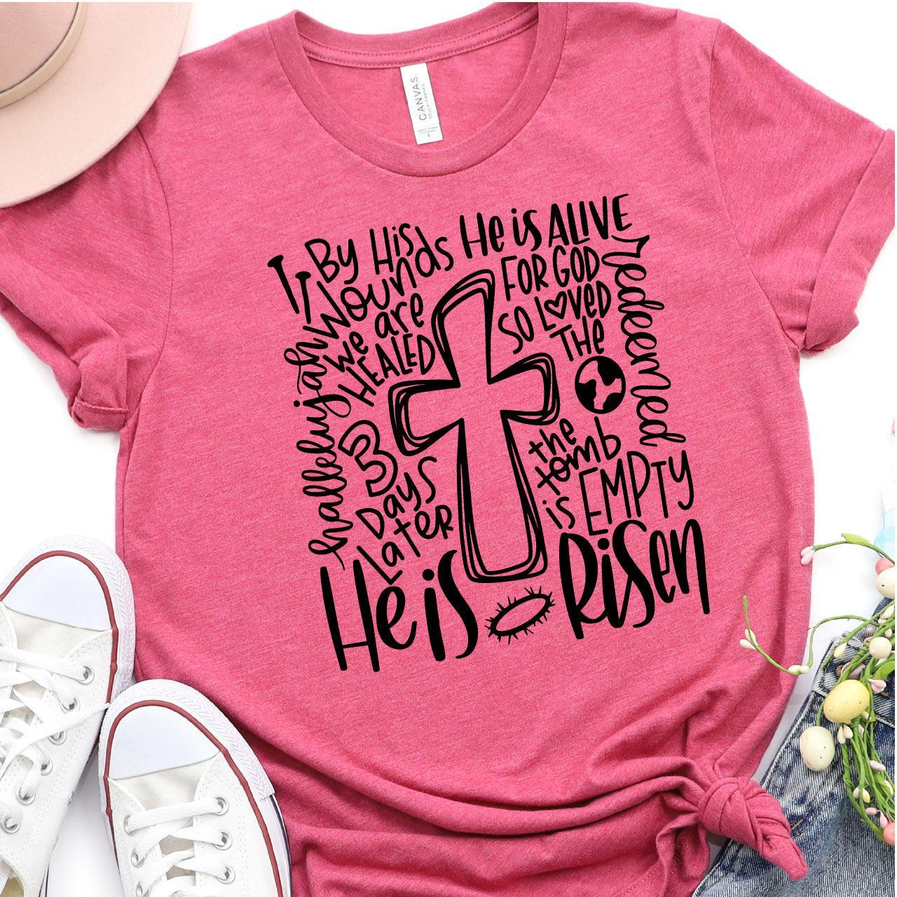 He Is Risen Word Collage DTF T-Shirt Transfer Nashville Design House