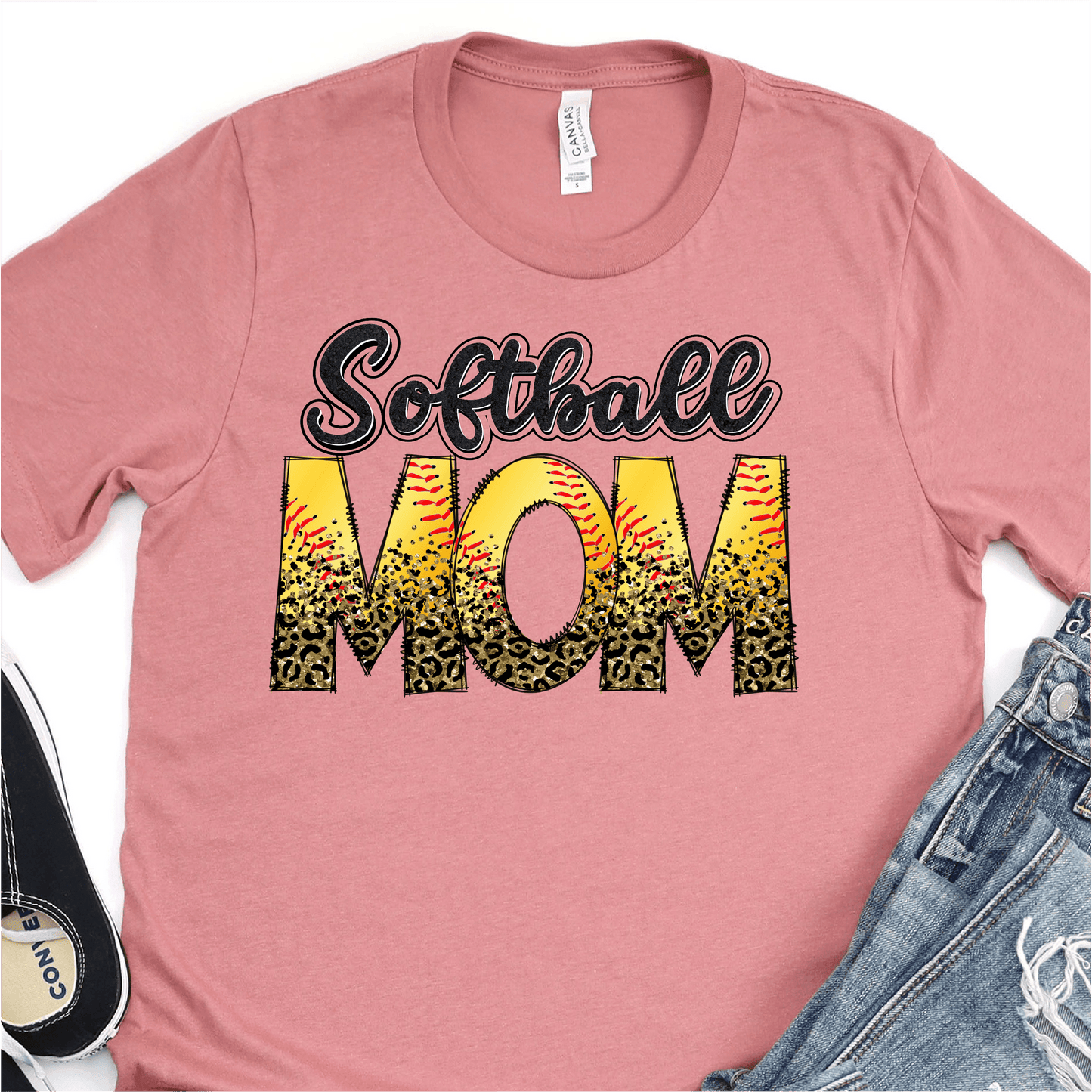 Leopard Softball Mom - Softball DTF Transfer Nashville Design House