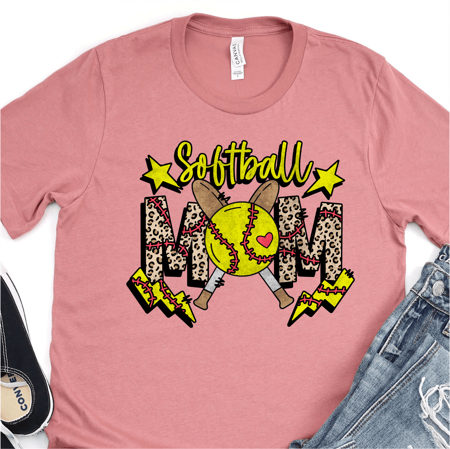 Leopard Softball Mom - Softball DTF Transfer Nashville Design House