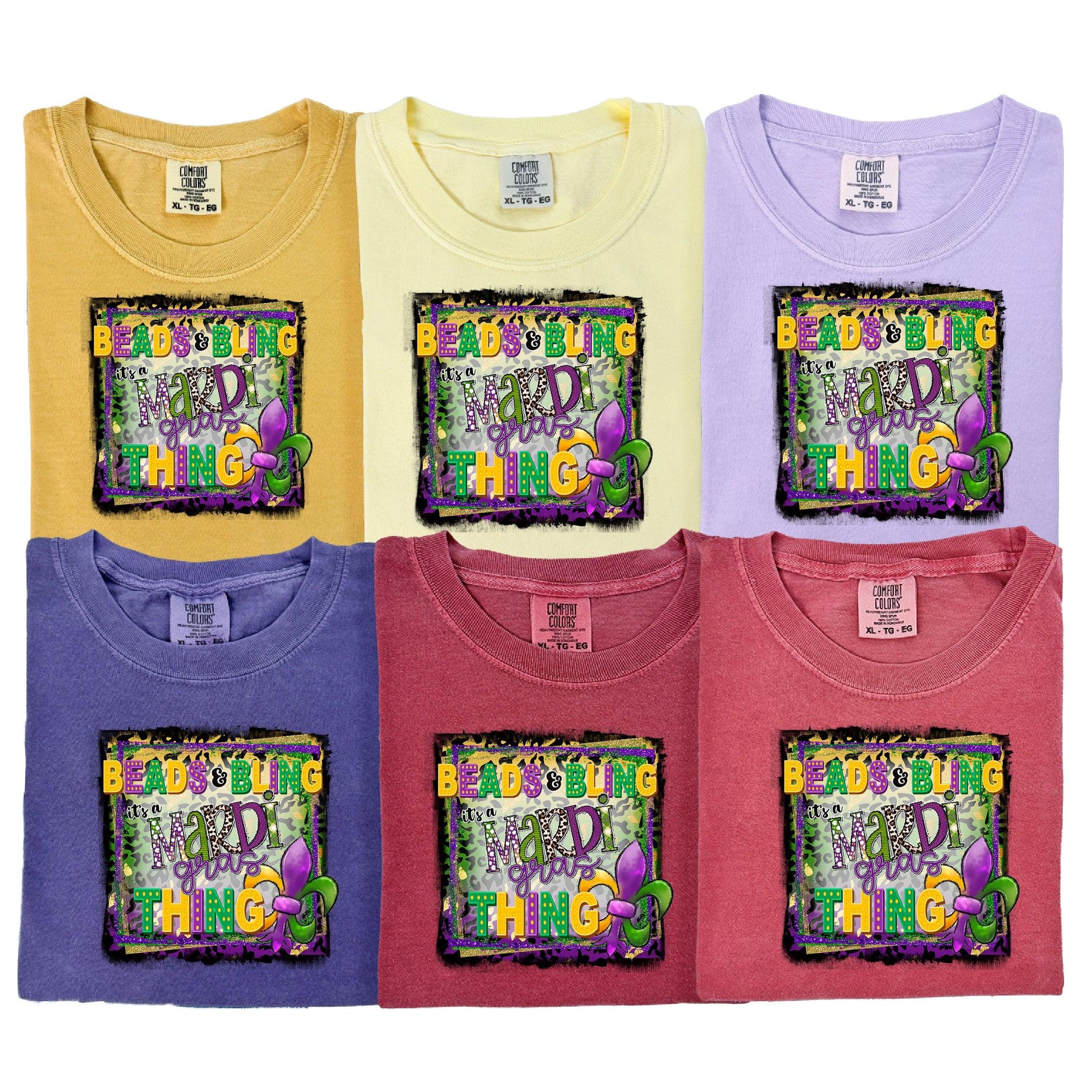 Beads and Bling, It’s a Mardi Gras Thing DTF Transfer – Vibrant Fleur de Lis Design - Nashville Design House