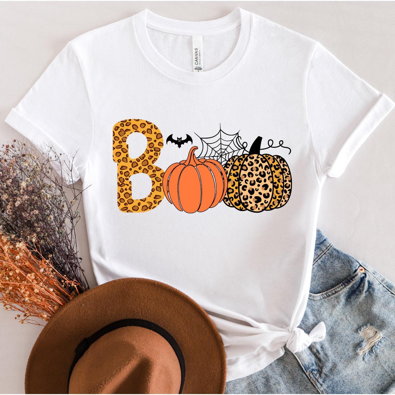 Boo - Leopard Pumpkins - DTF Transfer - Halloween T-shirt Transfer - Nashville Design House