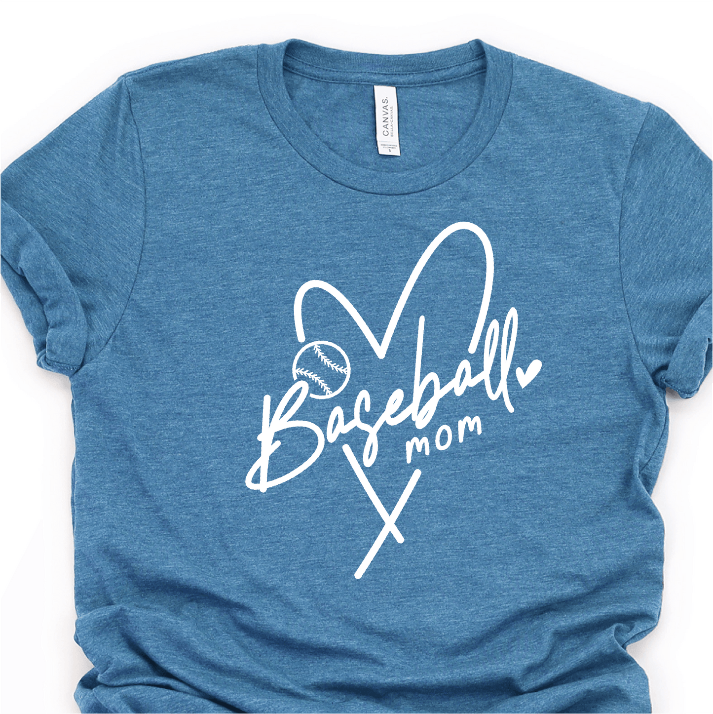 Classy Baseball Heart - White Print - Baseball Mom - Baseball DTF Transfer - Nashville Design House