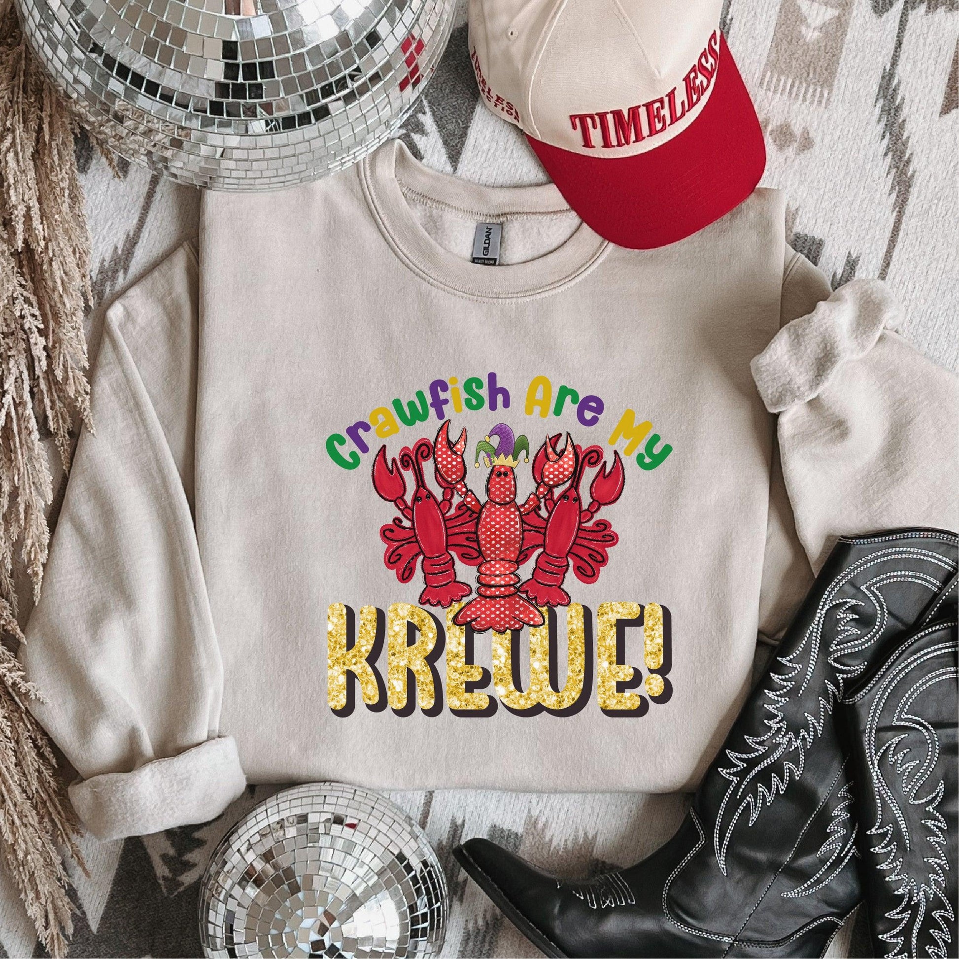 Crawfish Are My Krewe Mardi Gras DTF Transfer – Vibrant Crawfish Trio Design - Nashville Design House