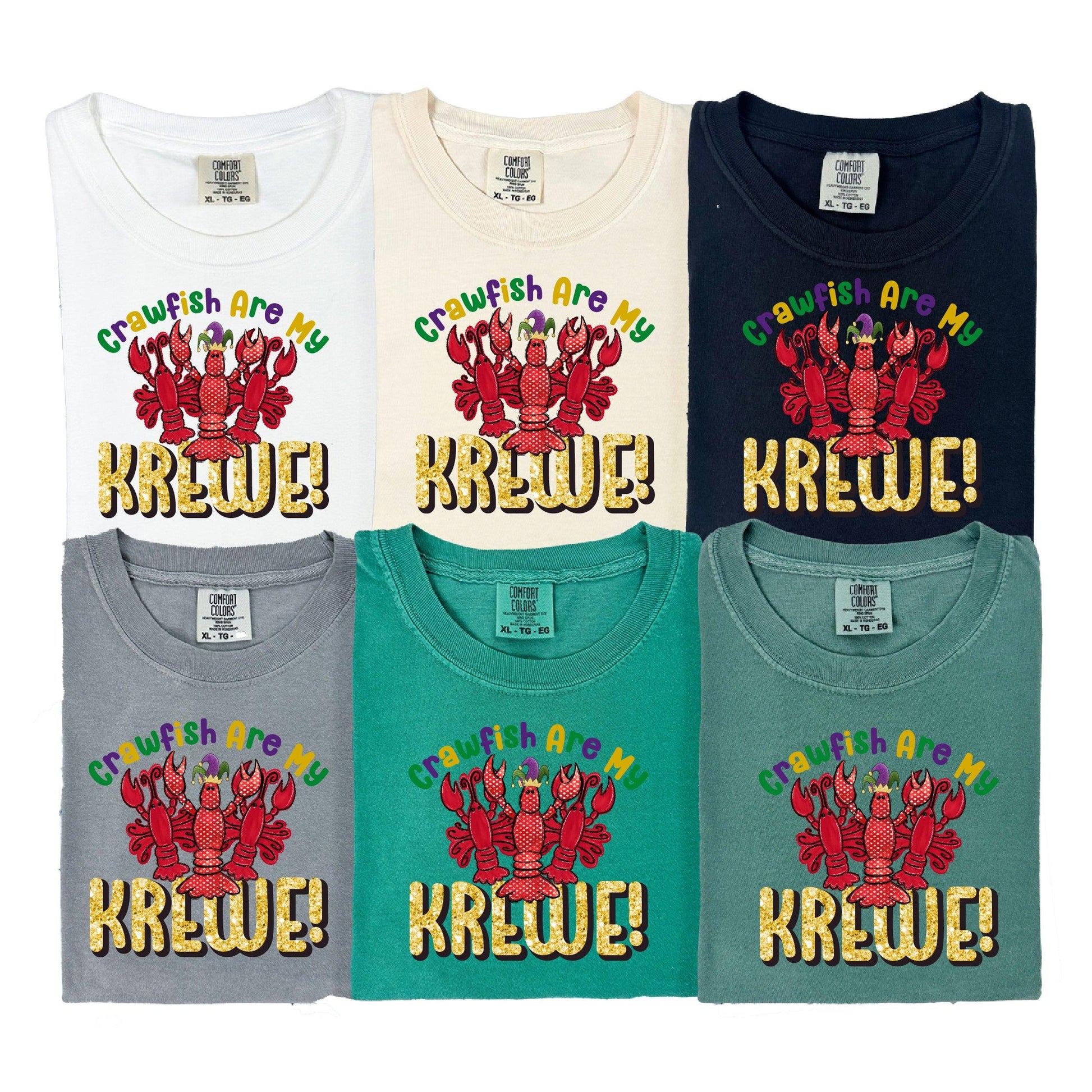 Crawfish Are My Krewe Mardi Gras DTF Transfer – Vibrant Crawfish Trio Design - Nashville Design House