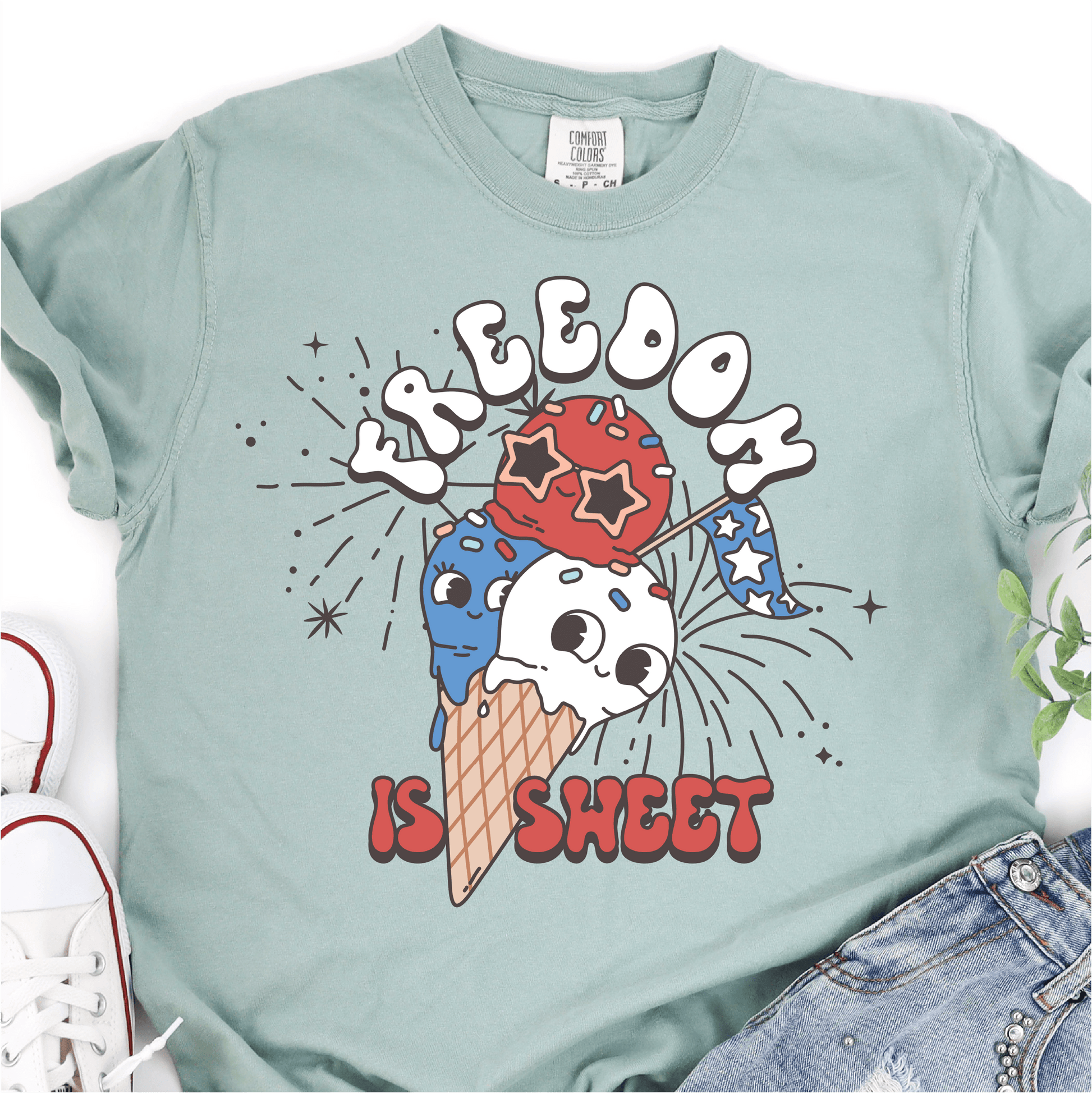 Freedom Is Sweet - Cute Ice Cream - 4th of July DTF Transfer - Independence Day T-shirt Transfer - Nashville Design House