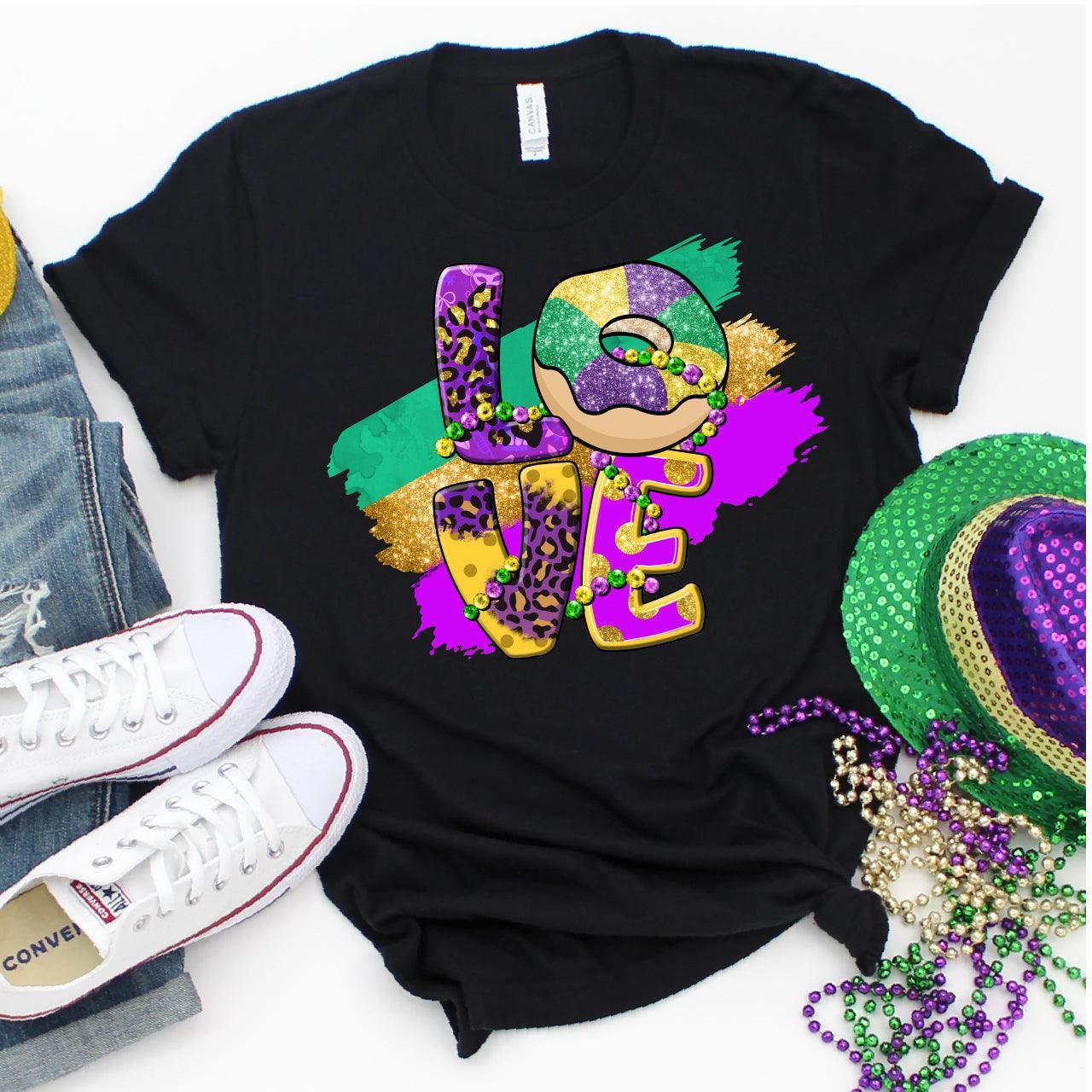 King Cake LOVE Mardi Gras DTF Transfer Print, T-Shirt Transfer - Nashville Design House