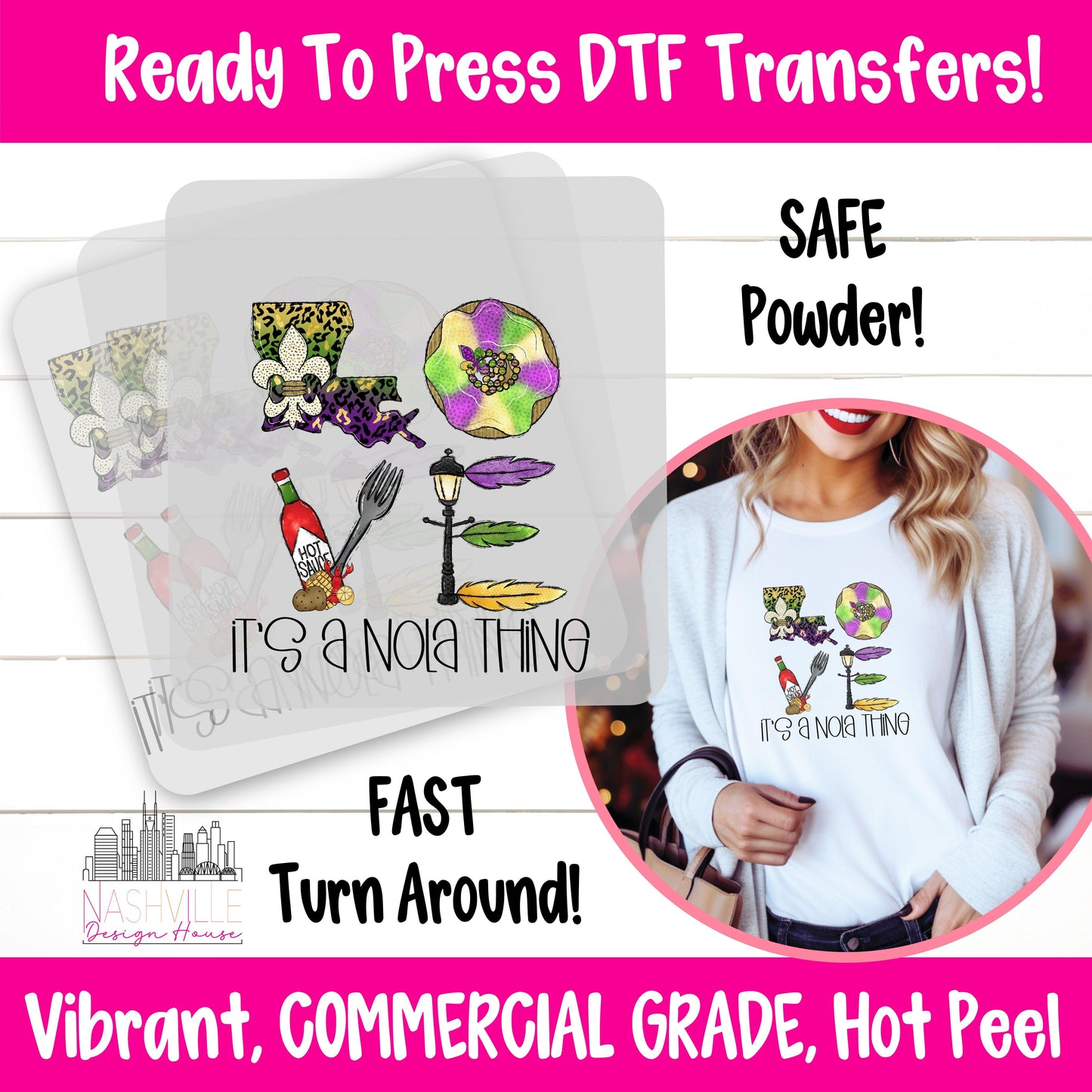 LOVE – It’s a NOLA Thing Mardi Gras DTF Transfer (black) - Nashville Design House