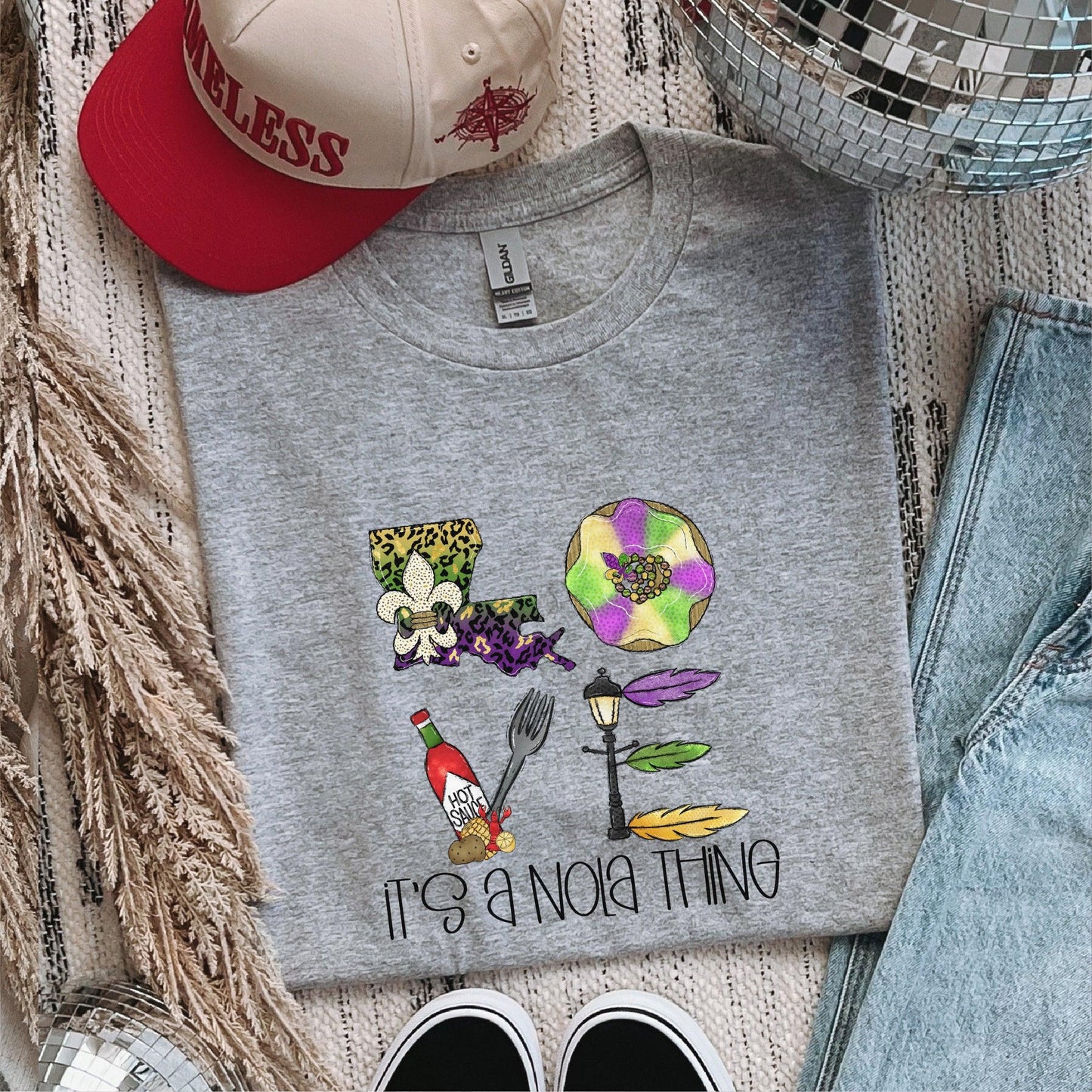 LOVE – It’s a NOLA Thing Mardi Gras DTF Transfer (black) - Nashville Design House