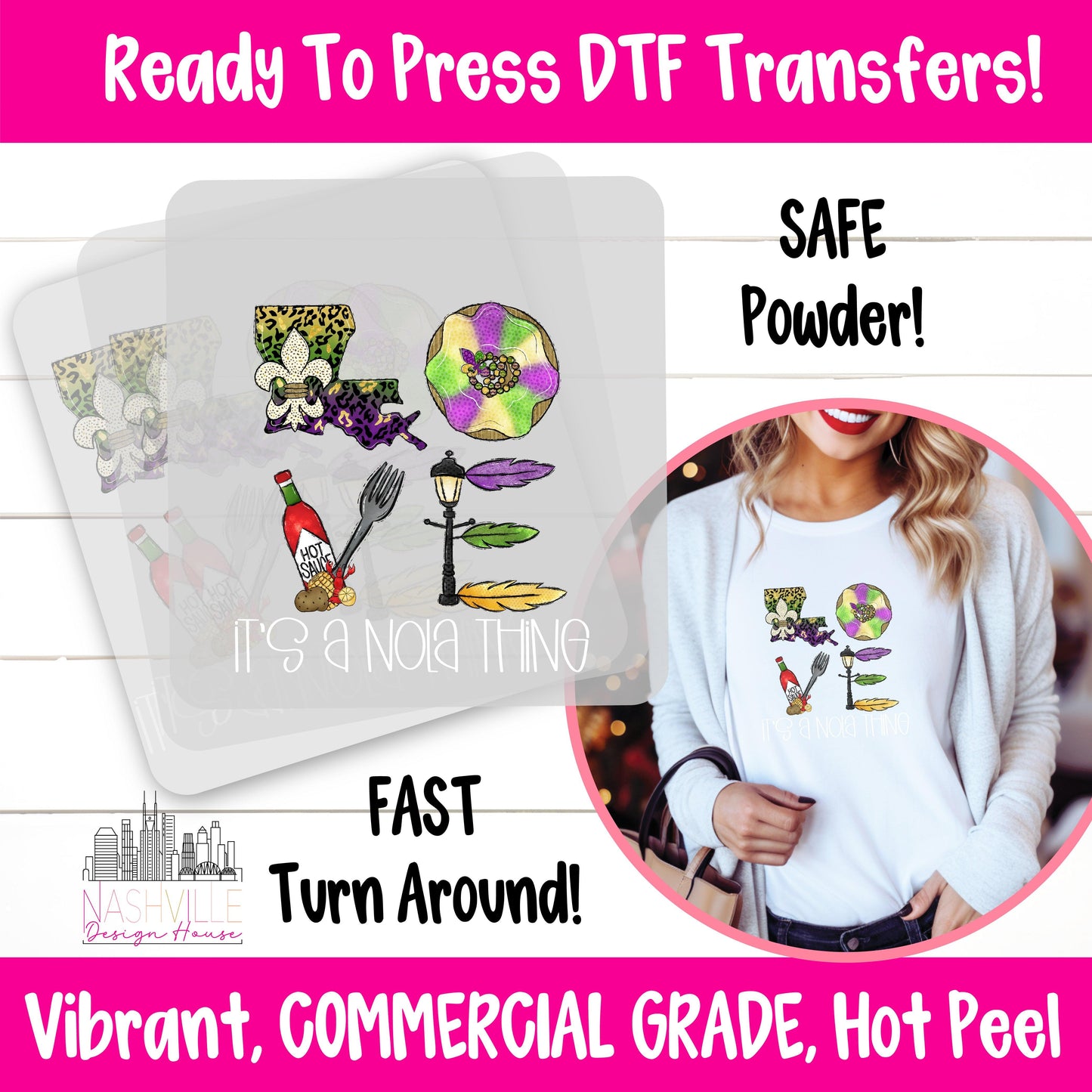LOVE – It’s a NOLA Thing Mardi Gras DTF Transfer (white) - Nashville Design House