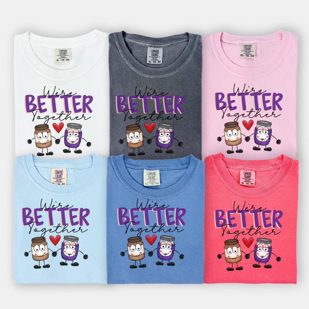 Peanut Butter and Jelly Valentine’s DTF Transfer | We're Better Together | Twins Designs - Nashville Design House