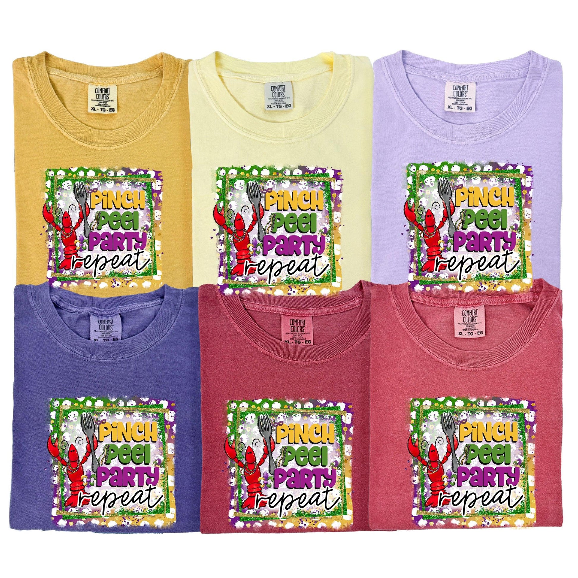 Pinch, Peel, Party, Repeat Mardi Gras DTF Transfer – Beaded Crawfish Design - Nashville Design House