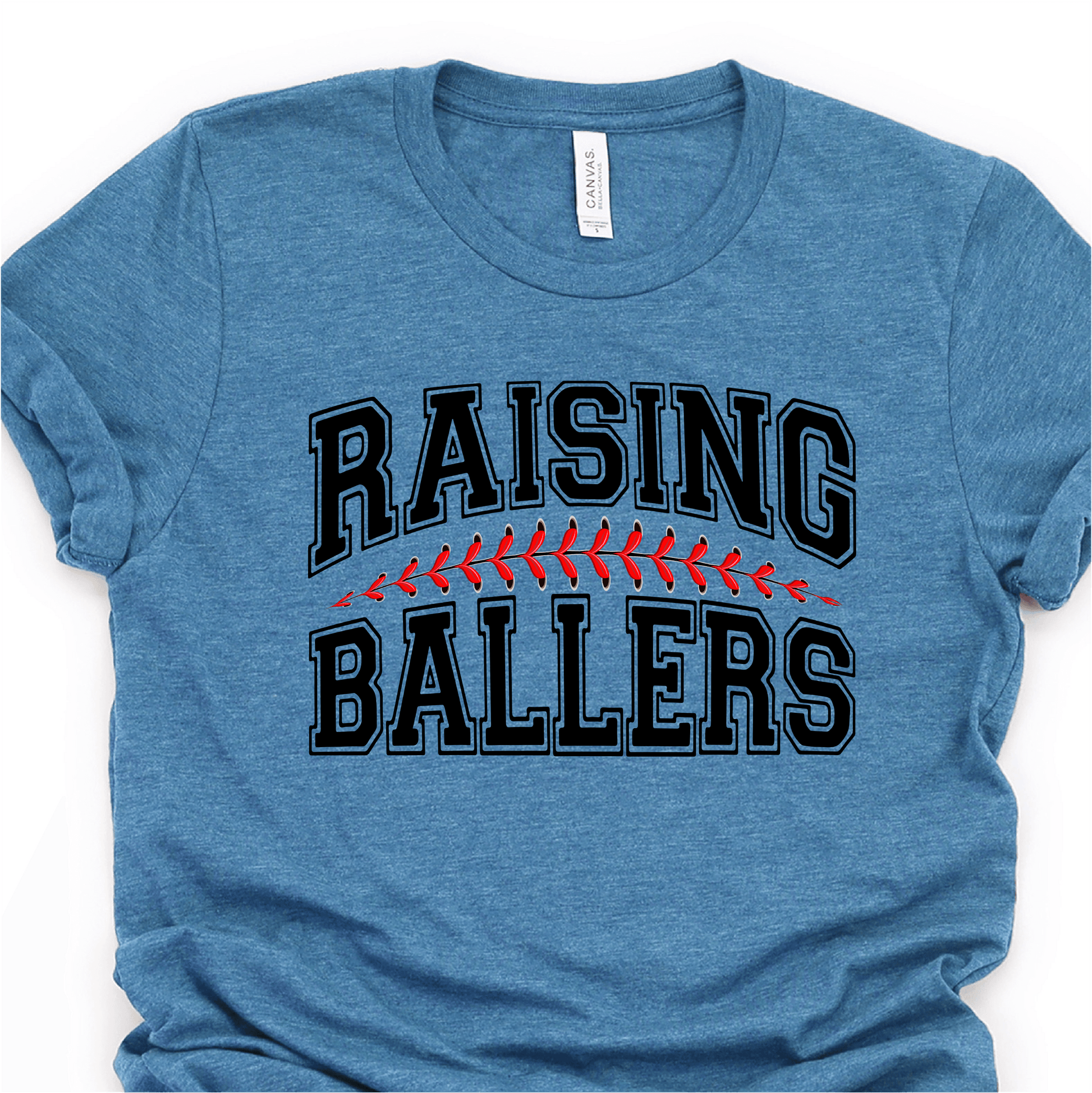 Raising Ballers - Baseball Stitch - Black - Baseball DTF Transfer - Nashville Design House