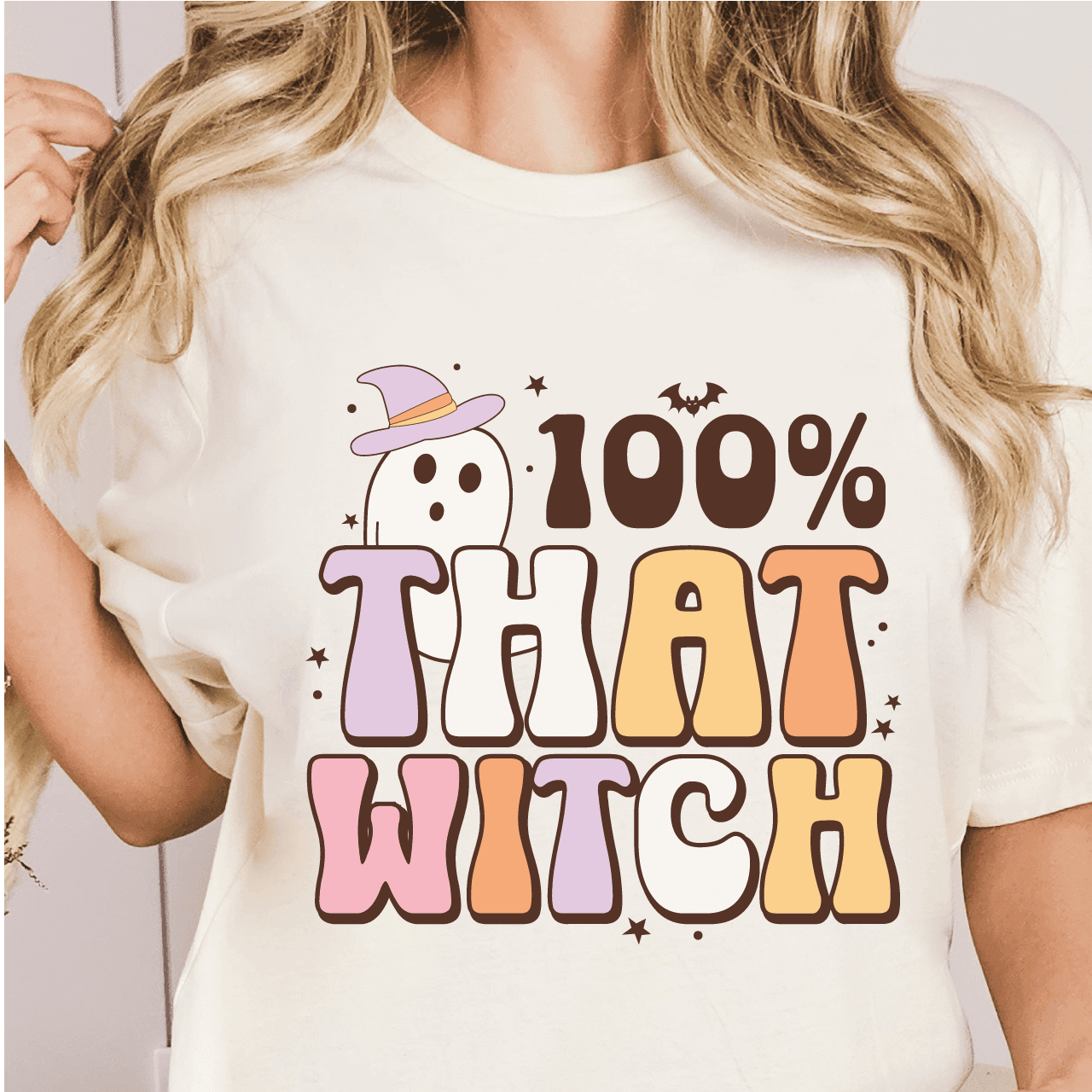Retro Ghost - 100% That Witch DTF Transfer - Halloween Tshirt Transfer - Nashville Design House