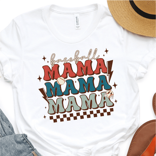 Stacked Retro Baseball Mama - Baseball DTF Transfer - Nashville Design House