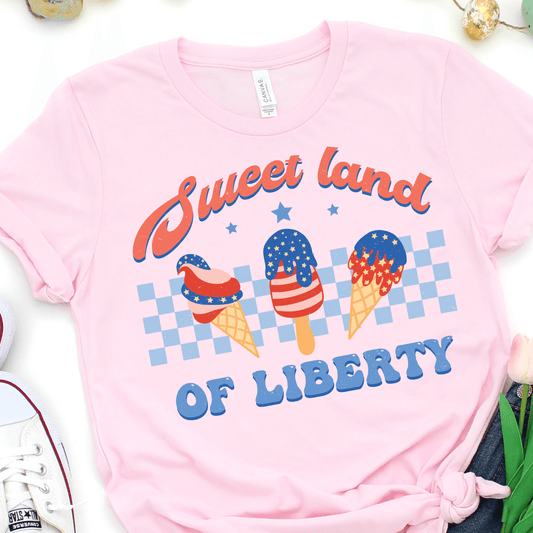 Sweet Land of Liberty - Ice Cream Cones- 4th of July DTF Transfer - Independence Day T-shirt Transfer - Nashville Design House