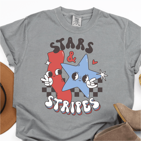 Cute Retro Stars and Stripes - 4th of July DTF Transfer - Independence Day T-shirt Transfer Nashville Design House