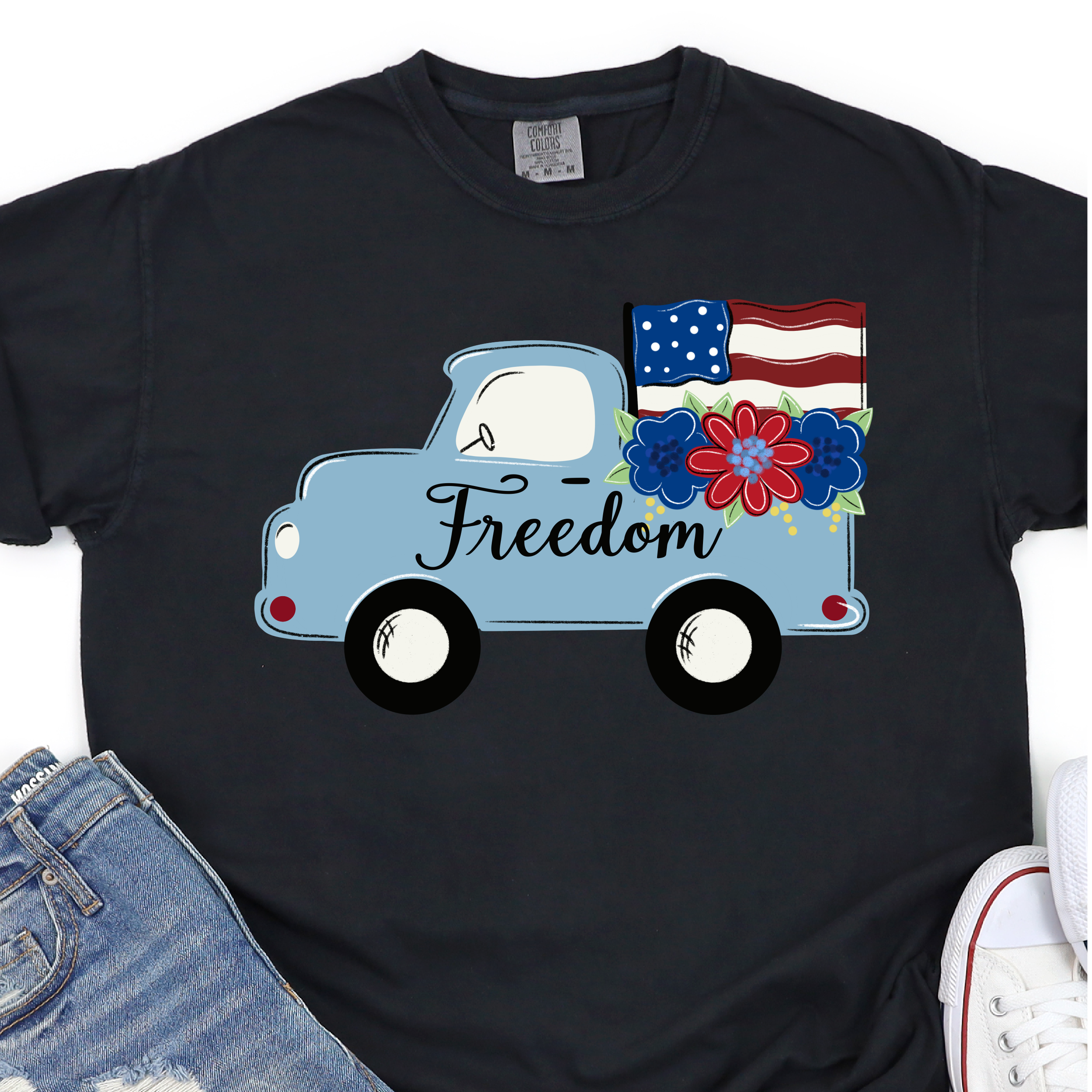 Cute Retro Freedom Truck - 4th of July DTF Transfer - Independence Day T-shirt Transfer Nashville Design House