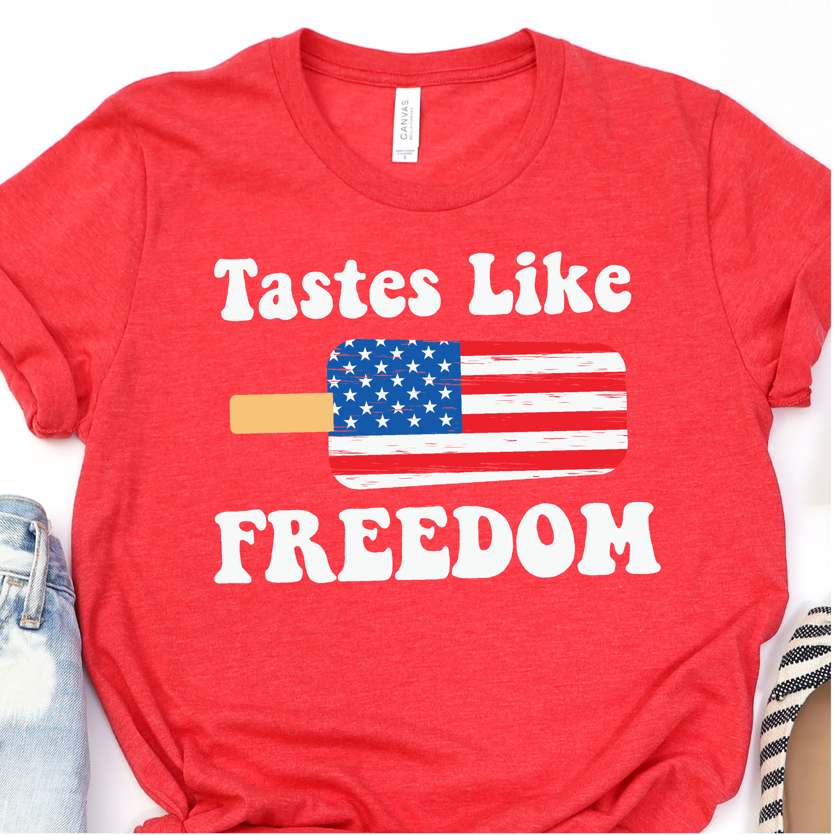 Tastes Like Freedom - American Flag Popscicle - 4th of July DTF Transfer - Independence Day T-shirt Transfer Nashville Design House