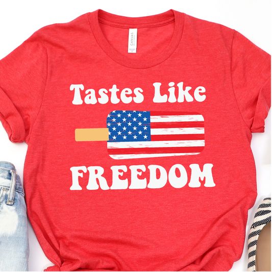 Tastes Like Freedom - American Flag Popscicle - 4th of July DTF Transfer - Independence Day T-shirt Transfer Nashville Design House