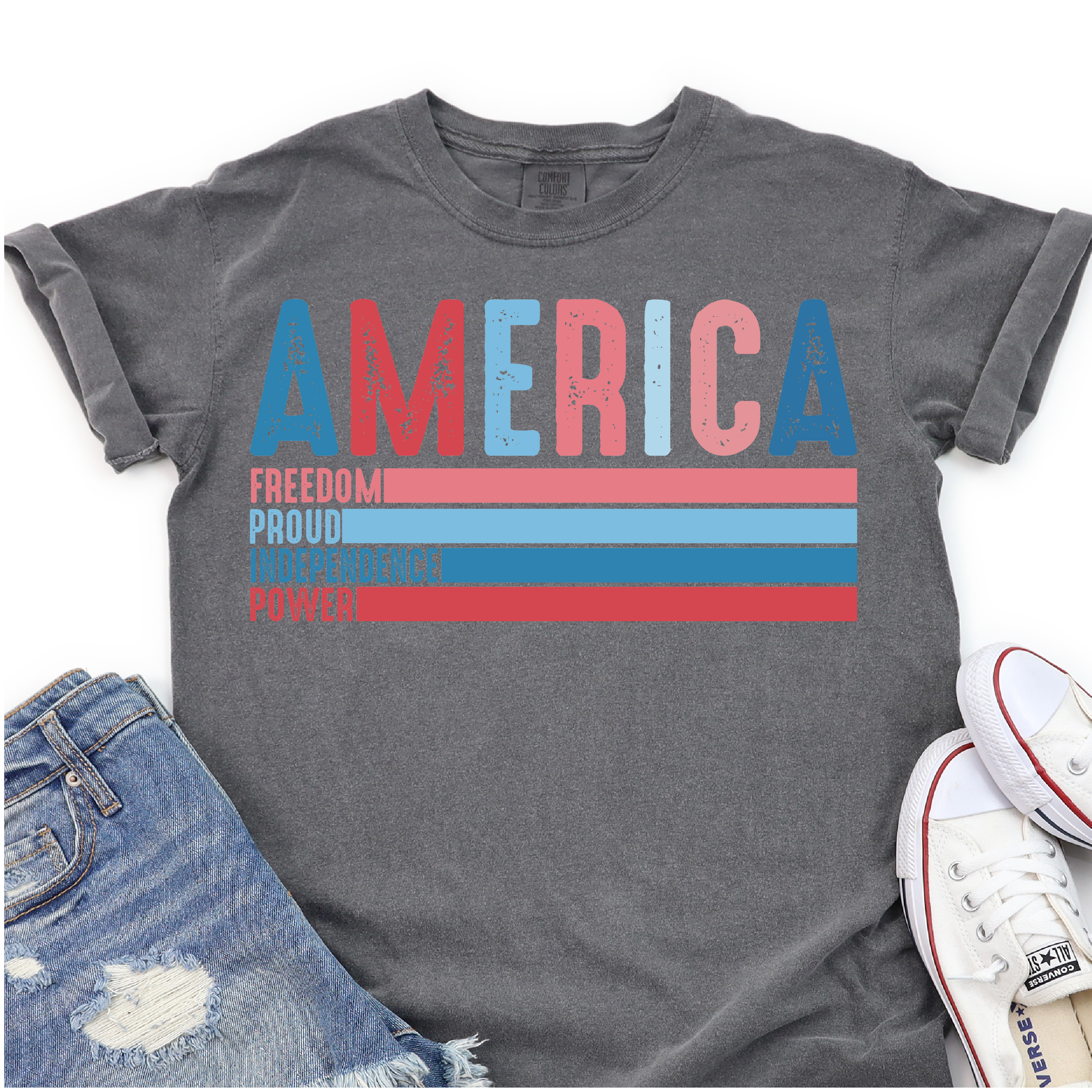 America Print - Freedom - Proud - Independence - Power - 4th of July DTF Transfer - Independence Day T-shirt Transfer Nashville Design House