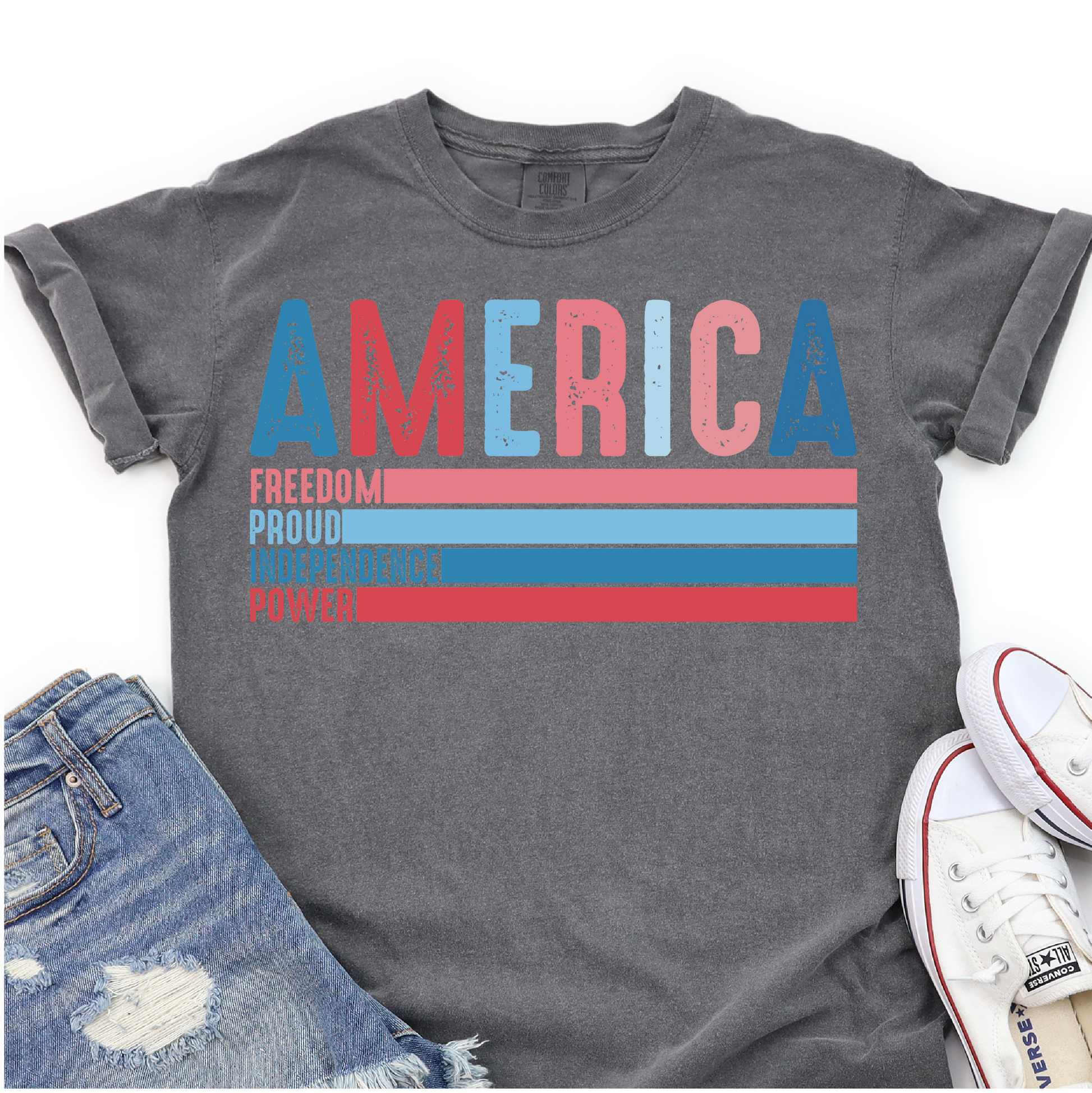 America Print - Freedom - Proud - Independence - Power - 4th of July DTF Transfer - Independence Day T-shirt Transfer Nashville Design House