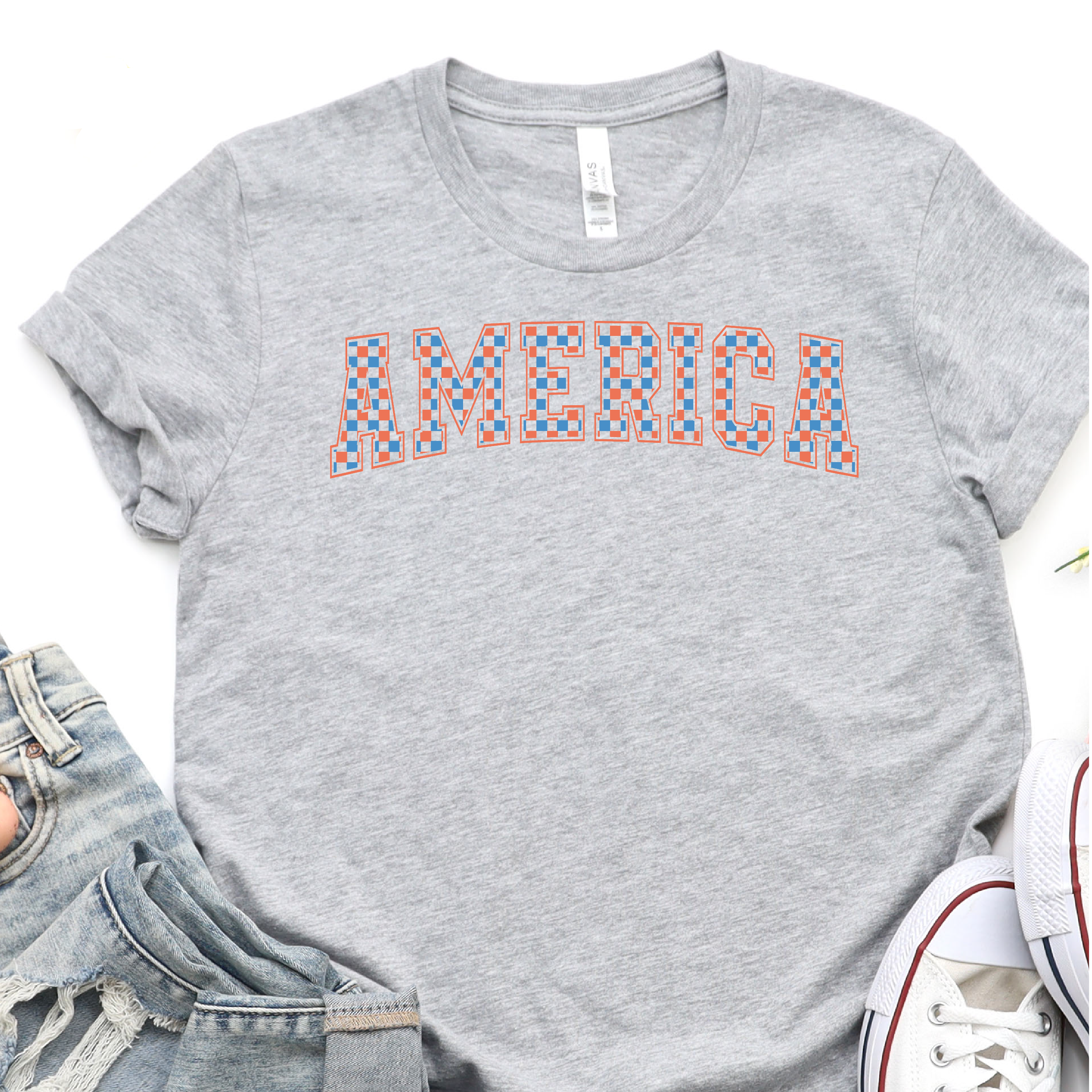 Red and Blue Checker - Amaerica - 4th of July DTF Transfer - Independence Day T-shirt Transfer Nashville Design House