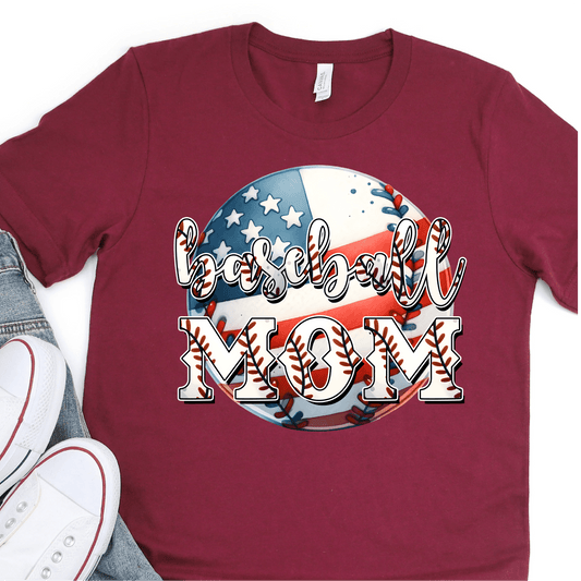 American Flag Baseball MOM - Baseball DTF Transfer Nashville Design House