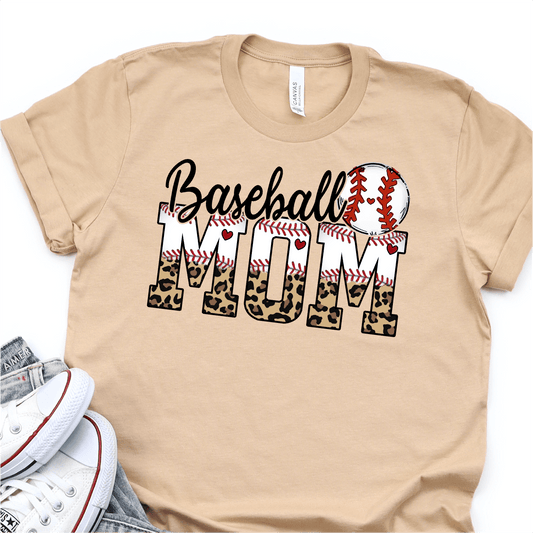 Leopard Heart Baseball Mom - Baseball DTF Transfer Nashville Design House