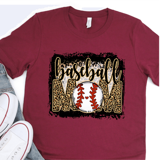 Black and Leopard Baseball Mom - Baseball DTF Transfer Nashville Design House