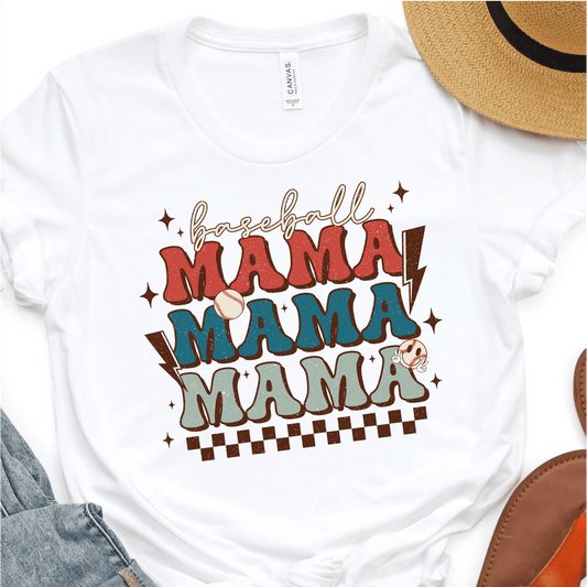 Stacked Retro Baseball Mama - Baseball DTF Transfer Nashville Design House