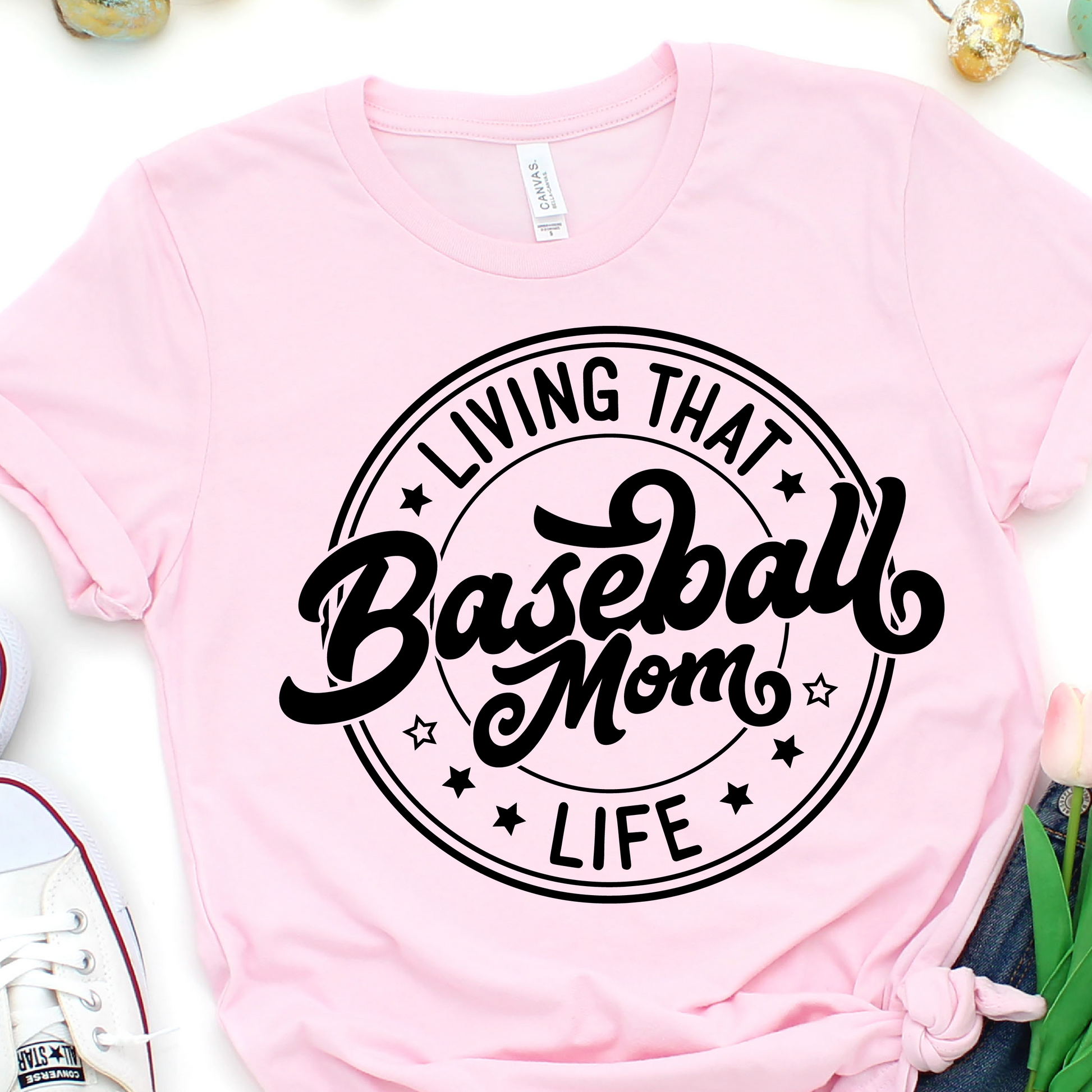 Living That Baseball Mom Life - Black - Baseball DTF Transfer Nashville Design House