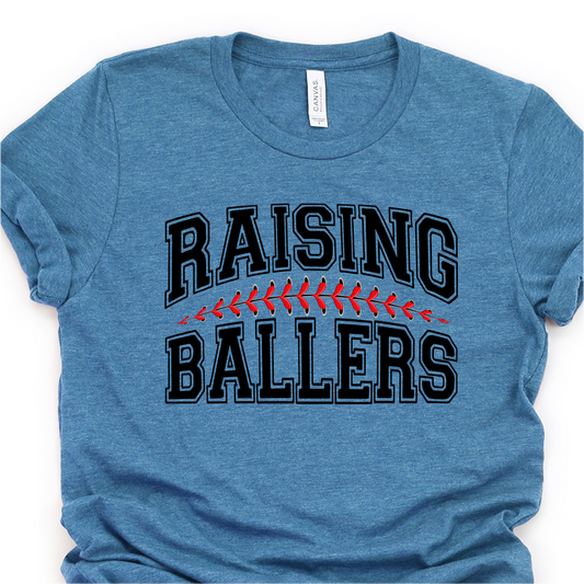 Raising Ballers - Baseball Stitch - Black - Baseball DTF Transfer Nashville Design House