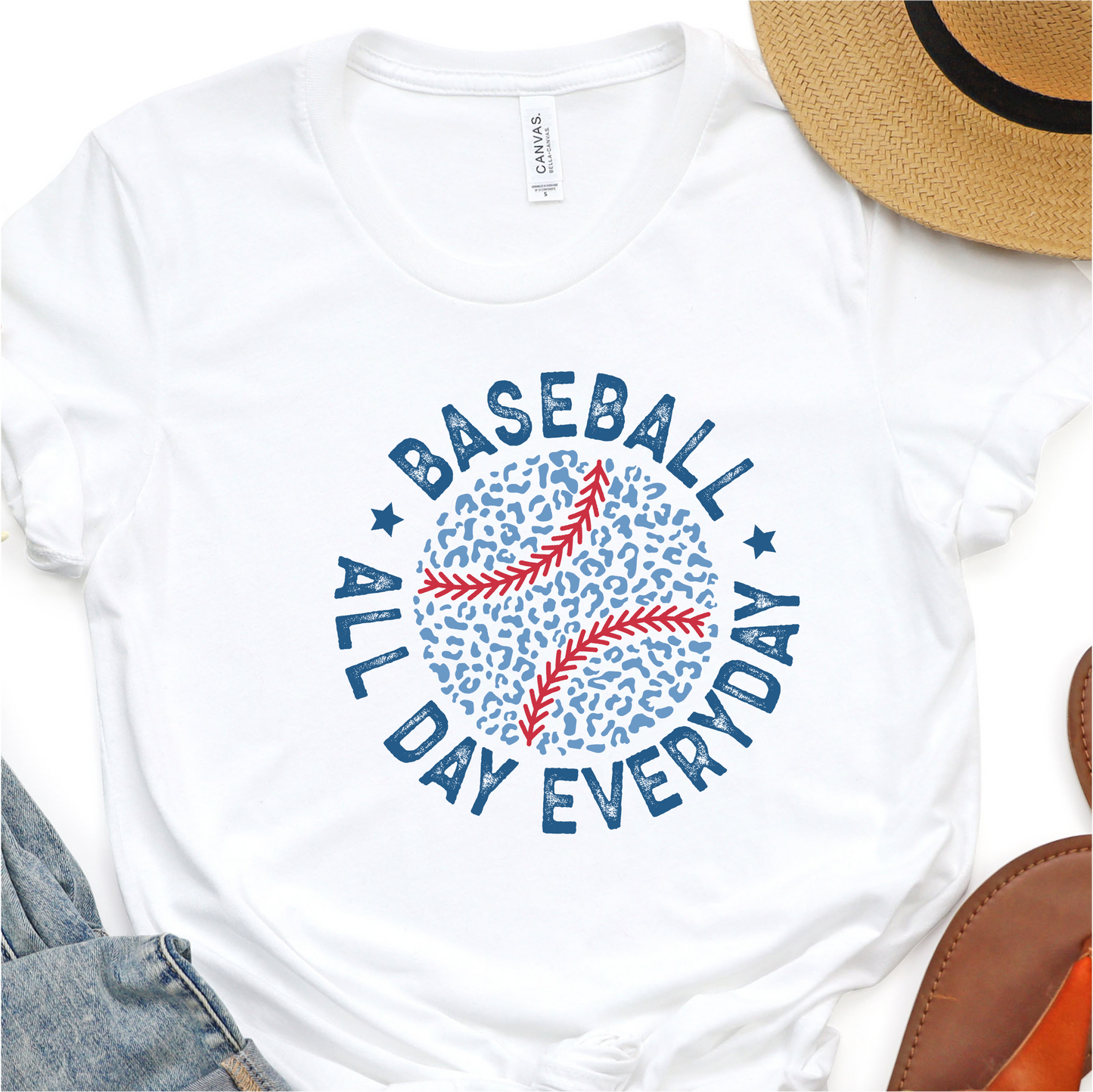 Blue Leopard Baseball All Day Every Day - Baseball DTF Transfer Nashville Design House