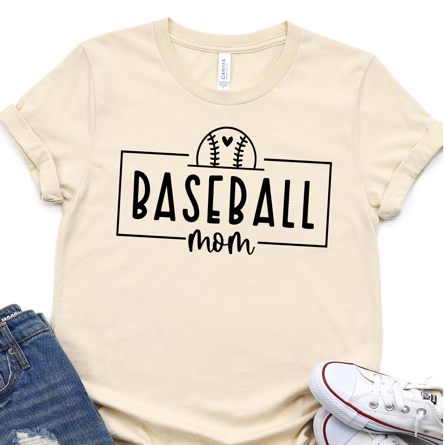 Basebal Framed - Baseball Mom - Black - Baseball DTF Transfer Nashville Design House