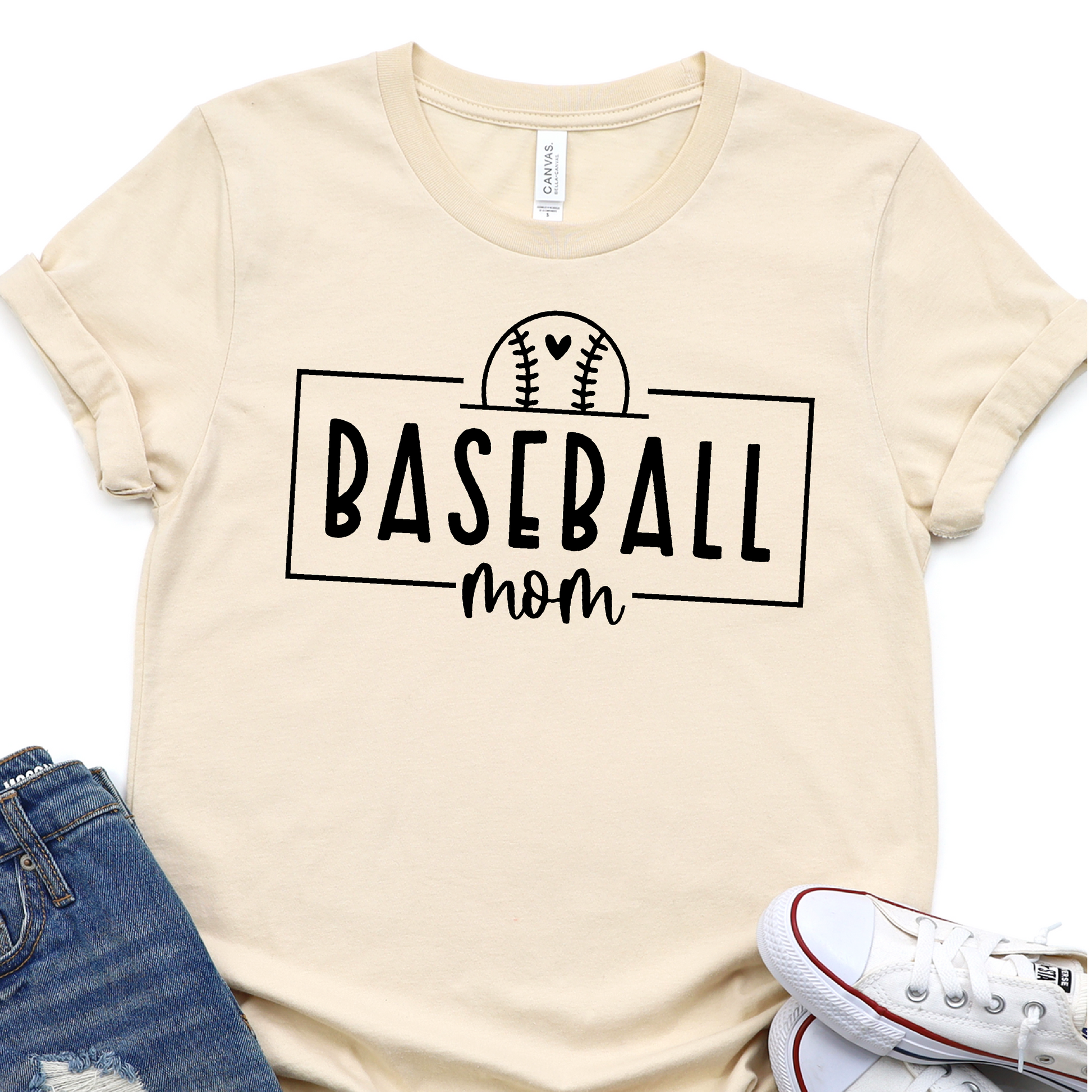 Basebal Framed - Baseball Mom - Black - Baseball DTF Transfer Nashville Design House