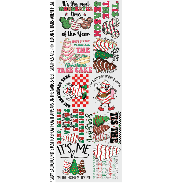 Christmas Cakes GANG SHEET (22inx60in) Nashville Design House