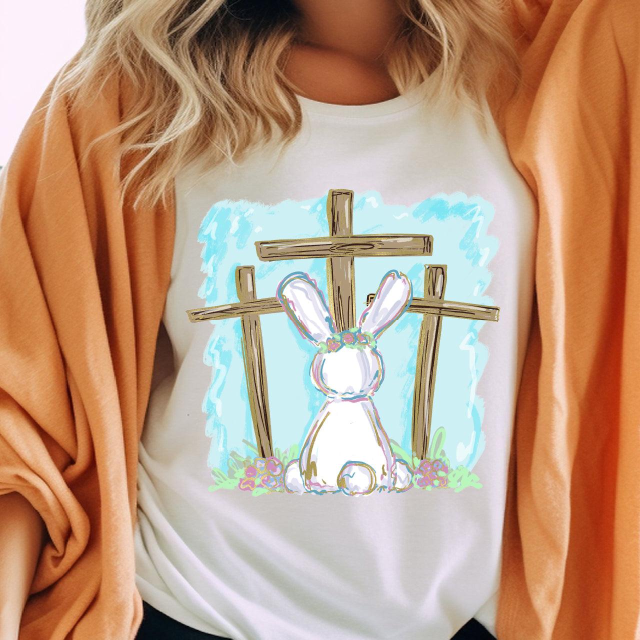 Easter Bunny at the Cross DTF T-Shirt Transfer Nashville Design House