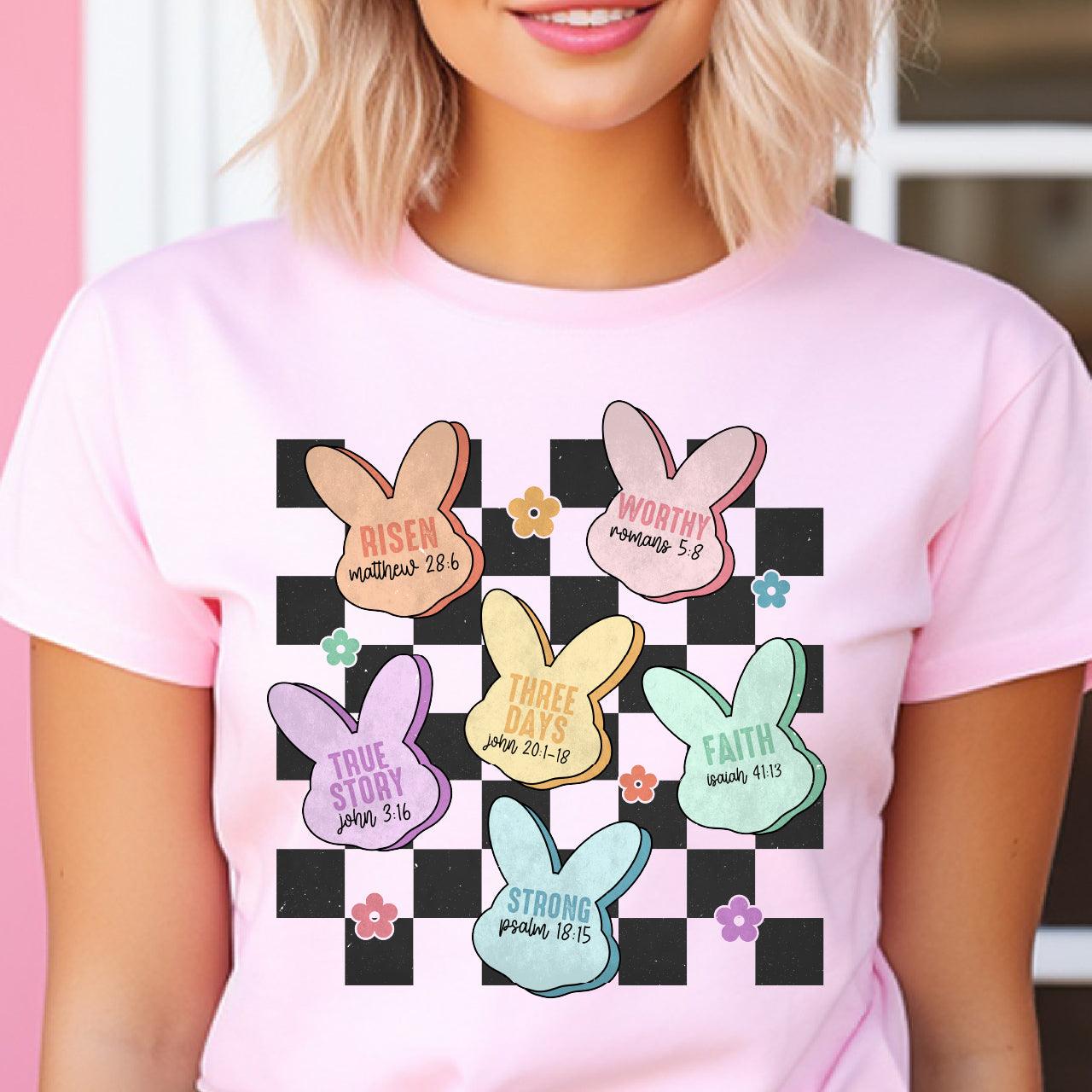 Easter Bunny Peeps Scripture DTF T-Shirt Transfer Nashville Design House