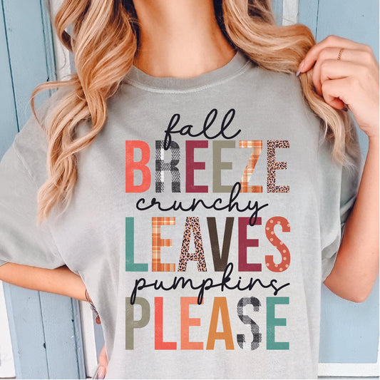 Fall Breeze Crunchy Leaves & Pumpkins Pleaser DTF Transfer Nashville Design House