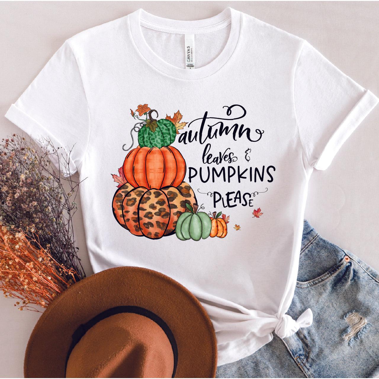 Autumn Leaves and Pumpkins Please DTF Transfer Nashville Design House