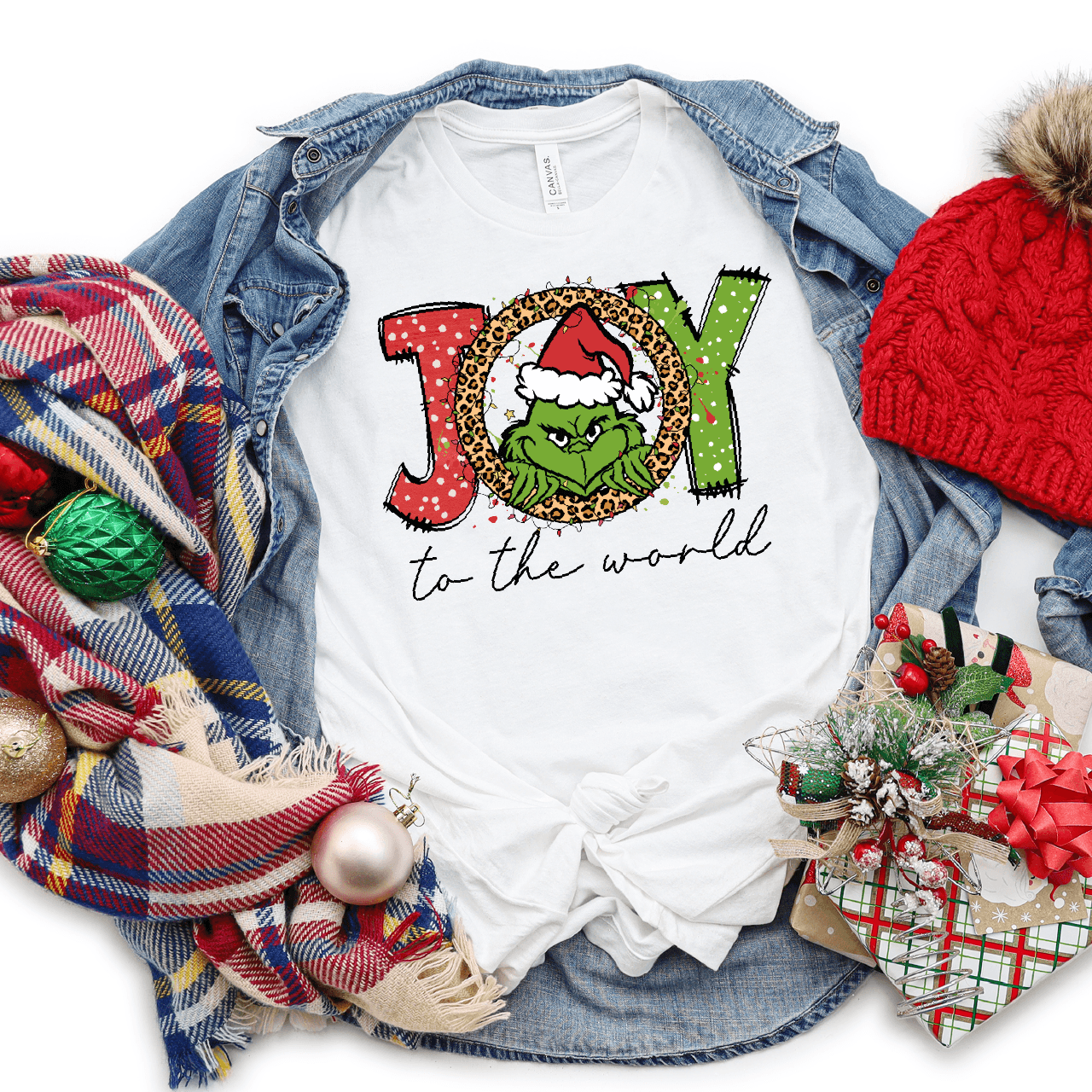 Joy To The World Grinch Style DTF Transfer Nashville Design House