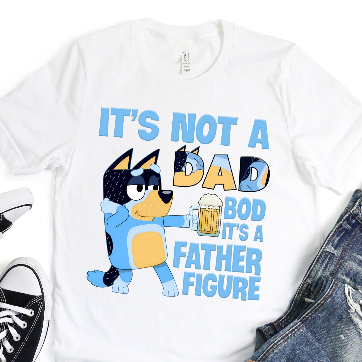 Blue Dog - Its Not A Dad Bod, It's a Father Figure - Father's Day DTF Transfer - T-shirt Transfer For Dad Nashville Design House