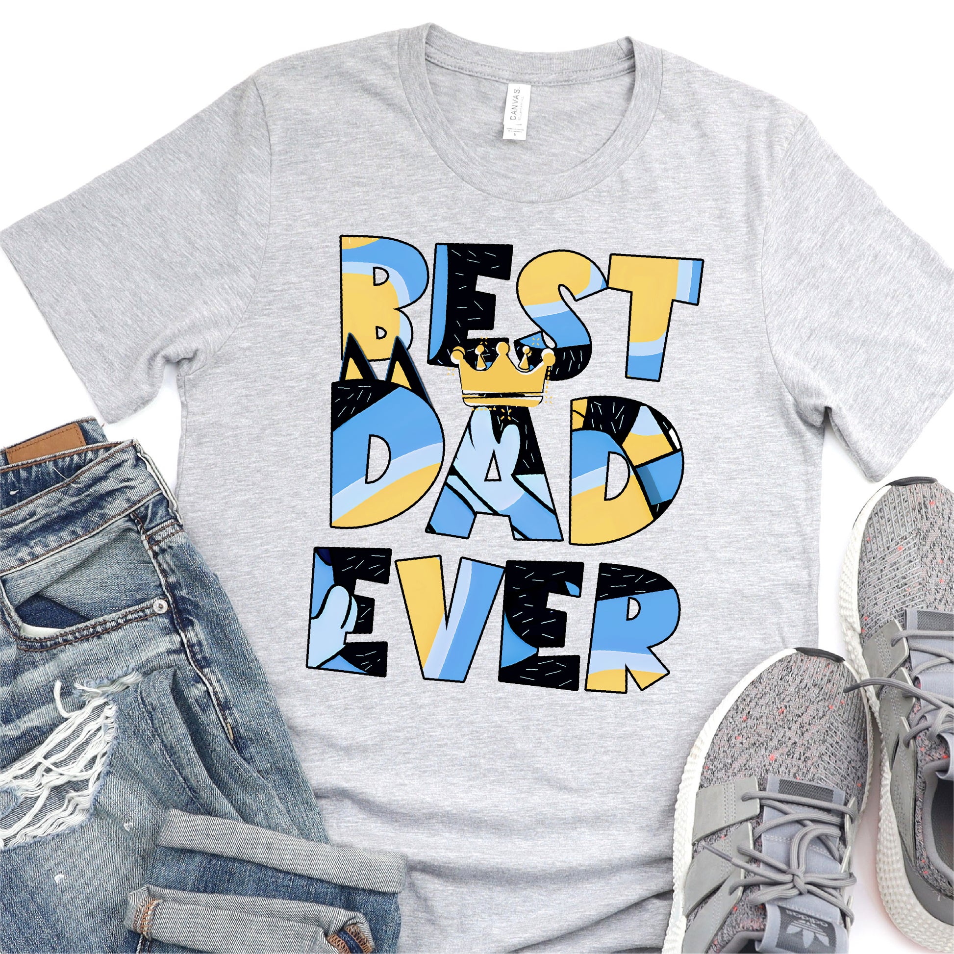 Best Dad Ever - Blue Dog - Father's Day DTF Transfer - T-shirt Transfer For Dad Nashville Design House