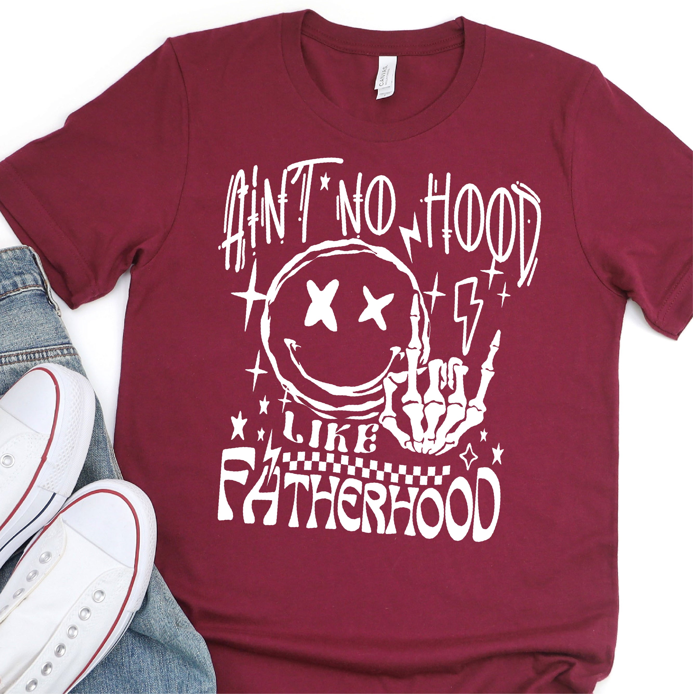 Ain't No Hood Like Fatherhood - White Print - Father's Day DTF Transfer - T-shirt Transfer For Dad Nashville Design House