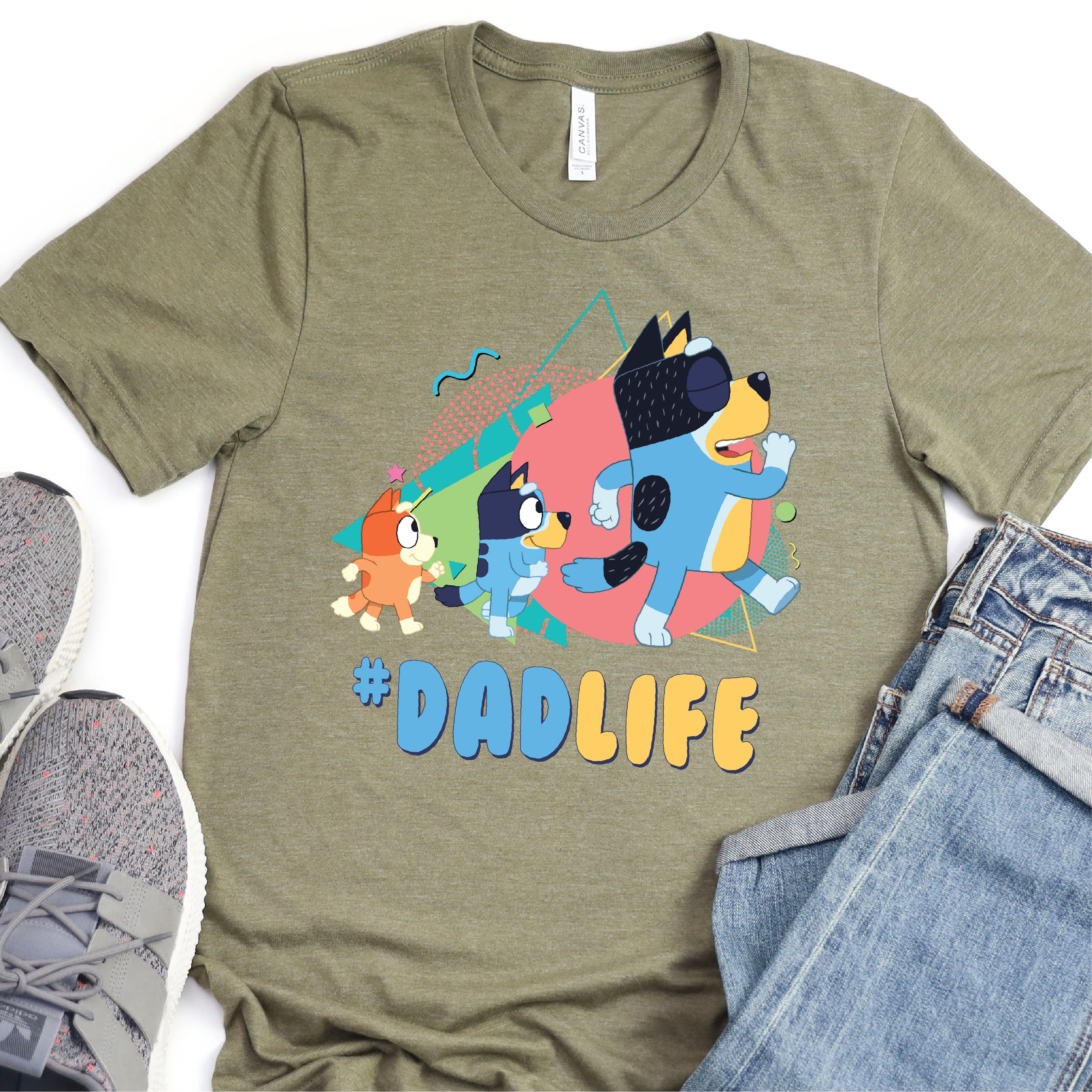 #Dadlife 90s Style - Blue Dog - Father's Day DTF Transfer - T-shirt Transfer For Dad Nashville Design House