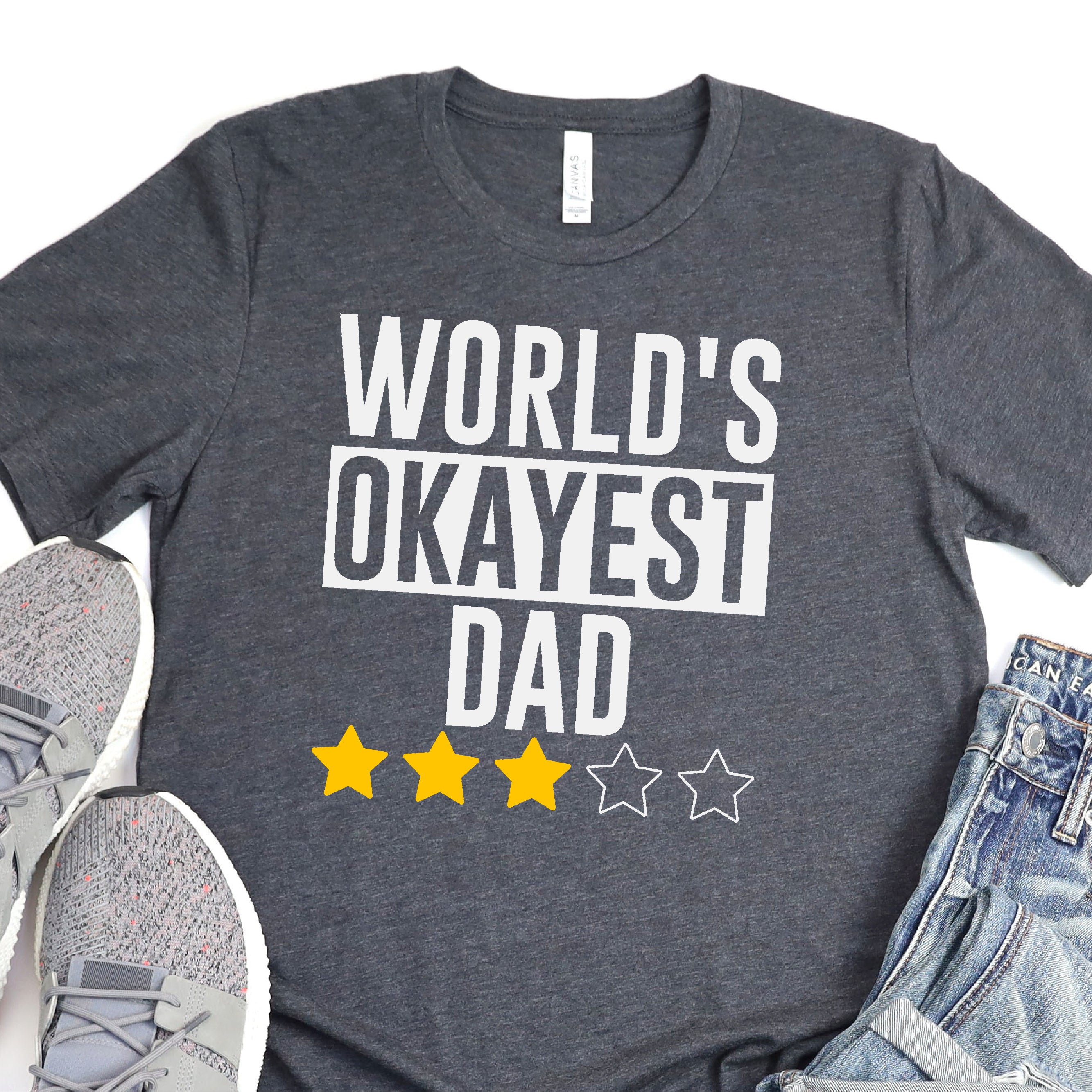 World's Okayest Dad - Funny Shirts - Father's Day DTF Transfer - T-shirt Transfer For Dad Nashville Design House
