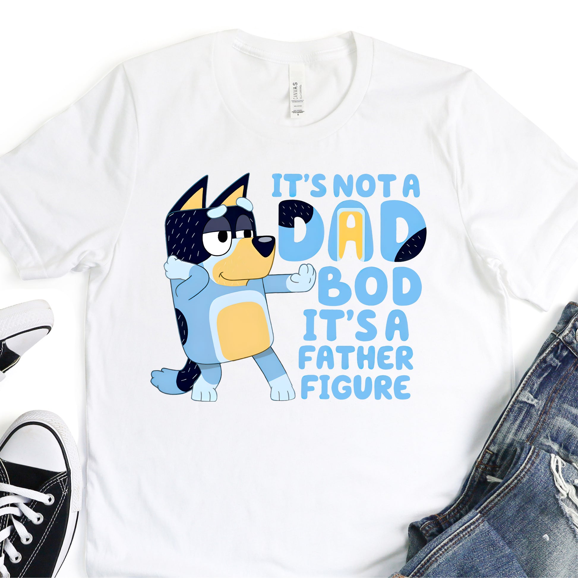 It's Not A Dad Bod, It's A Father Figure - Blue Dog - Father's Day DTF Transfer - T-shirt Transfer For Dad Nashville Design House