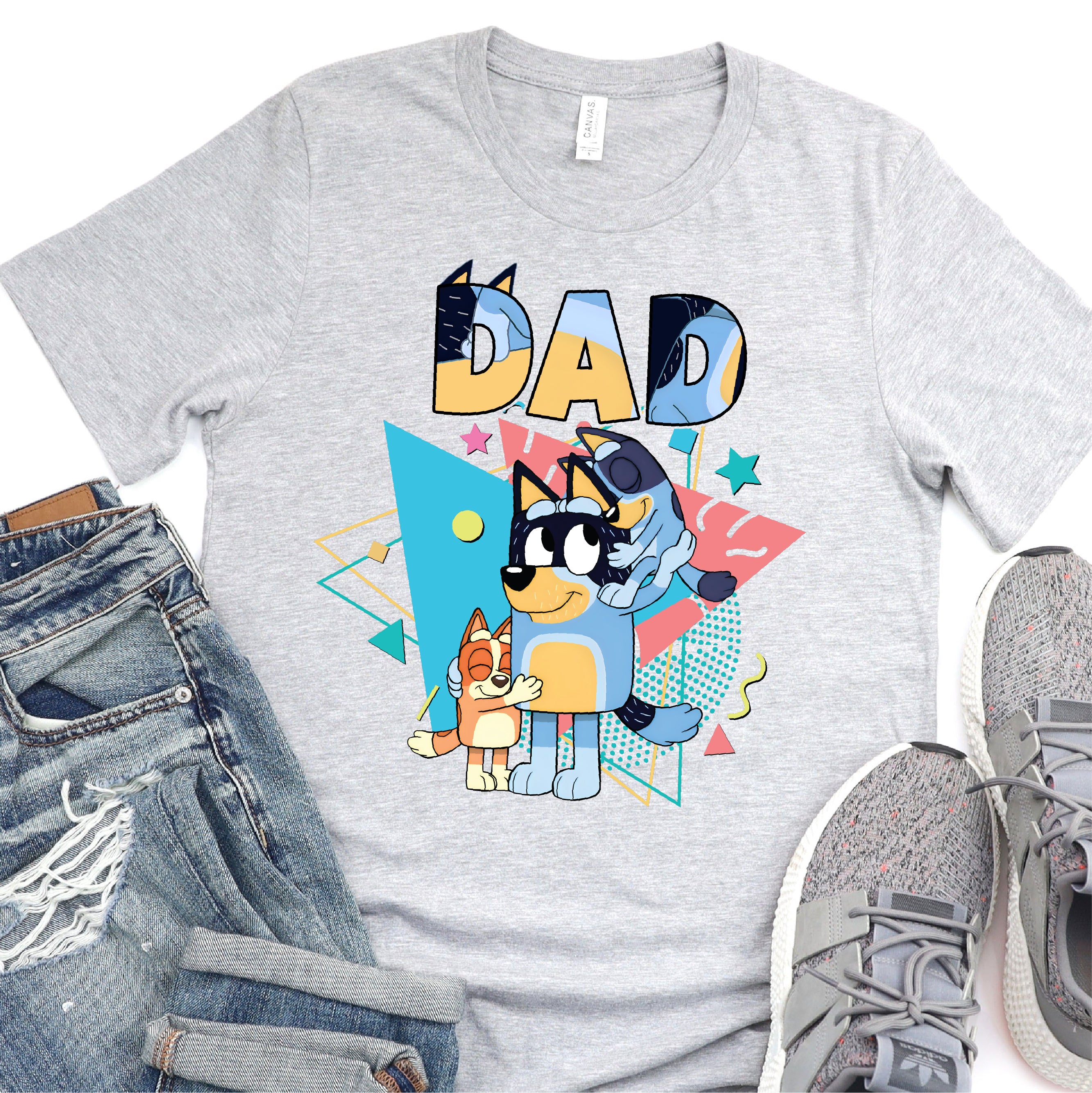 90's Vibe Dad - Blue Dog - Father's Day DTF Transfer - T-shirt Transfer For Dad Nashville Design House